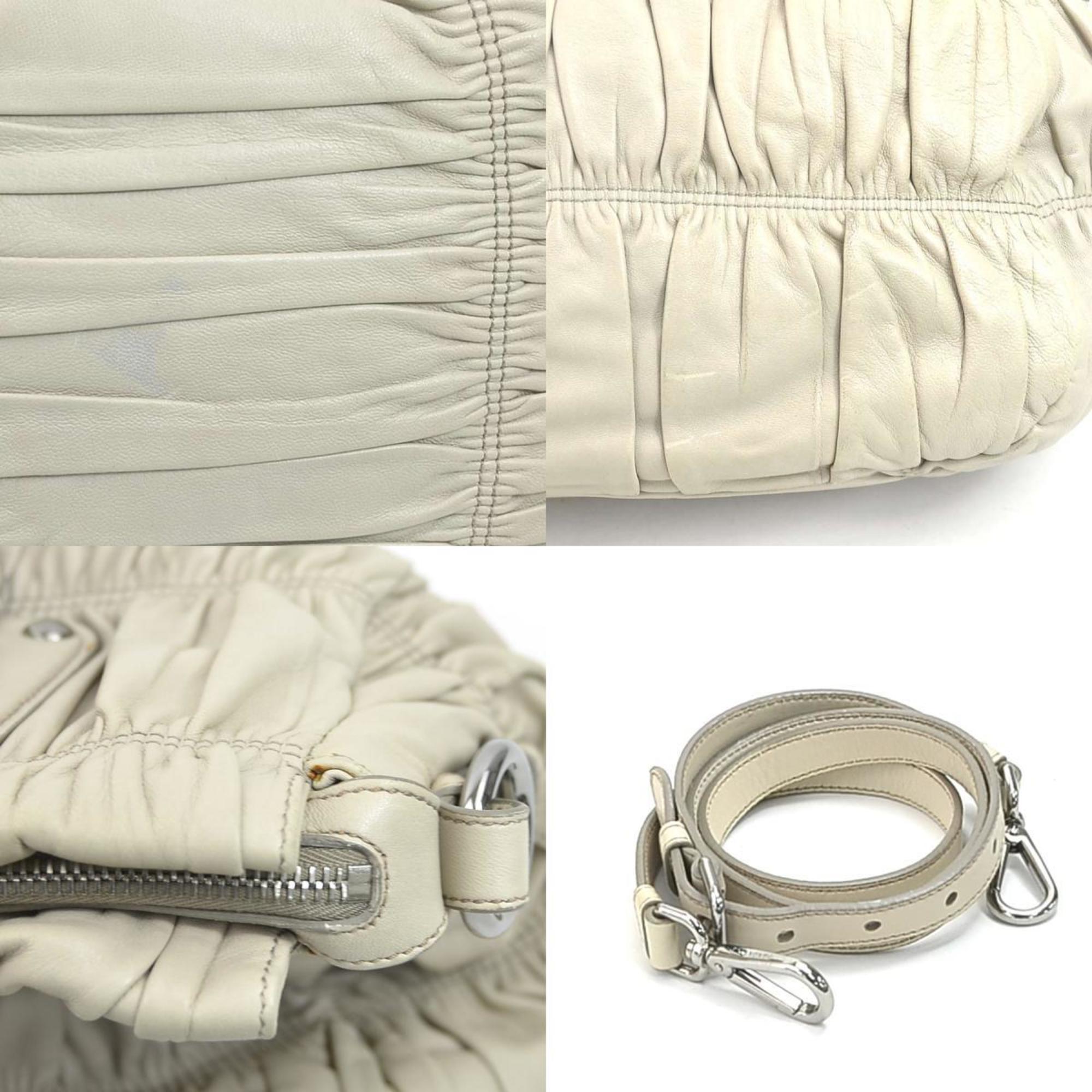 Prada Beige Leather Handbag Shoulder Bag