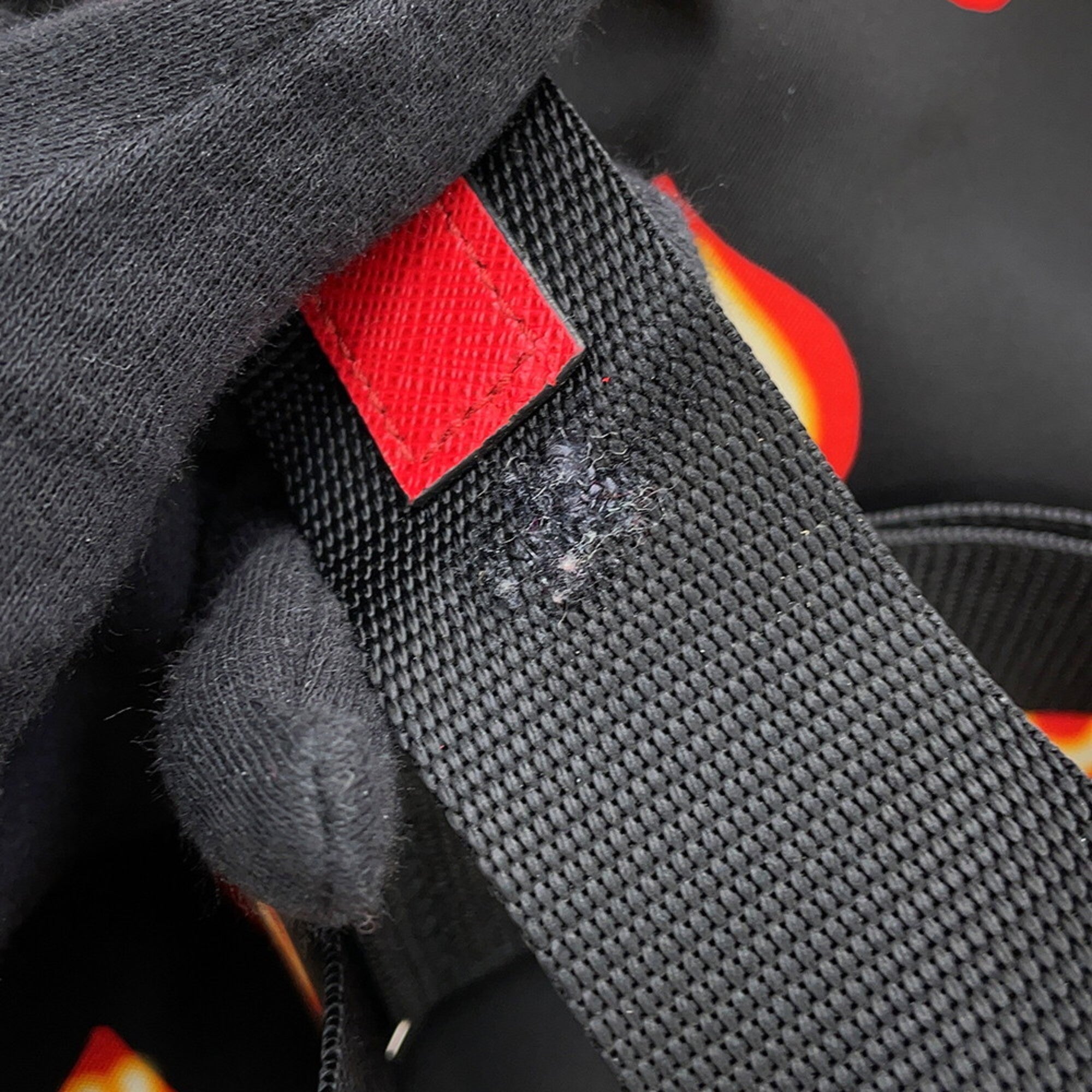Prada Black Red Color Nylon Backpack