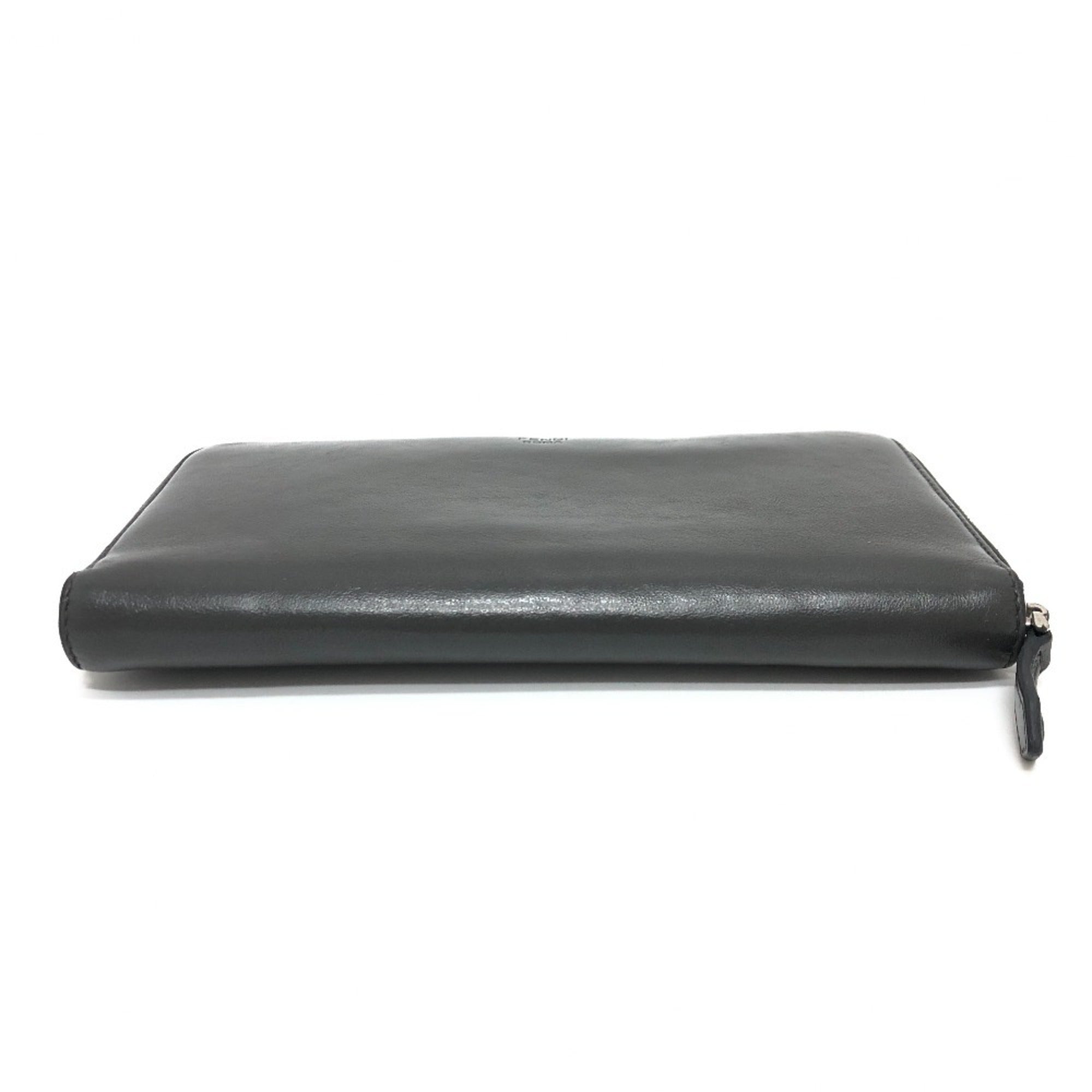 Fendi Gray Leather Long Wallet (Bi-Fold)