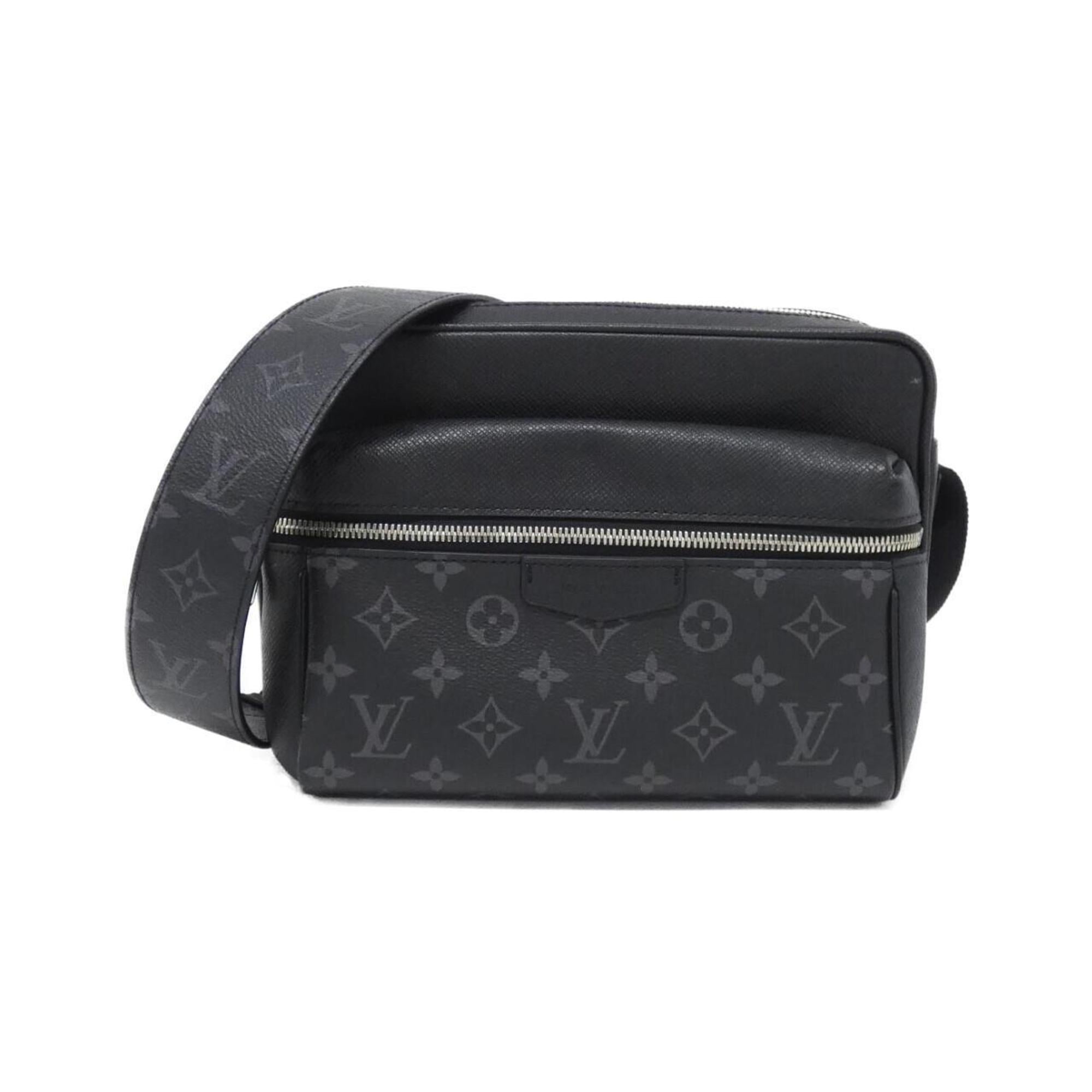 Louis Vuitton Taigarama Black Coated Canvas Leather Shoulder Bag