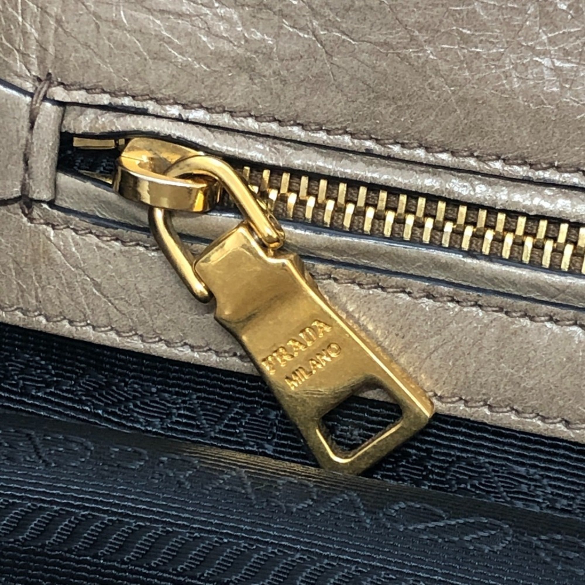 Prada Brown Leather Handbag Shoulder Bag Tote Bag