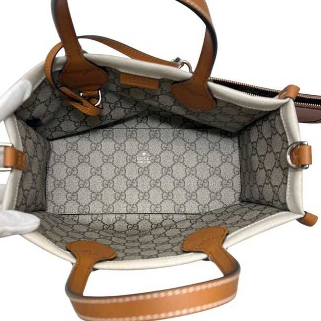 Gucci Beige Brown Camel Canvas Leather Handbag Shoulder Bag (Pre-Owned)