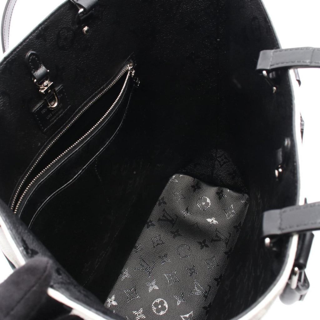 Louis Vuitton Black White Canvas Leather Tote Bag