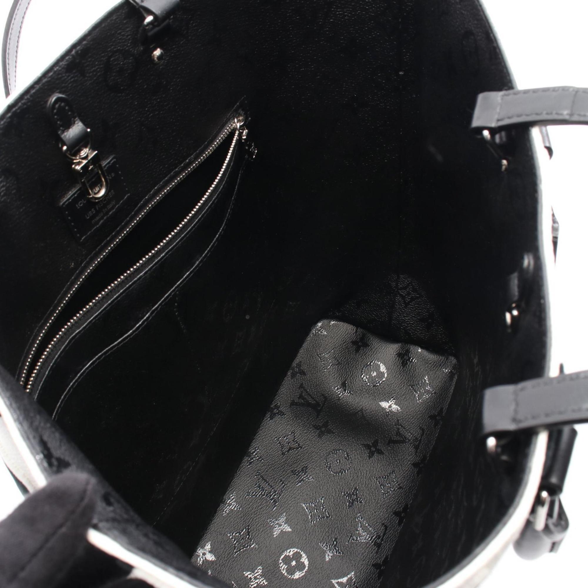 Louis Vuitton Black White Canvas Leather Tote Bag