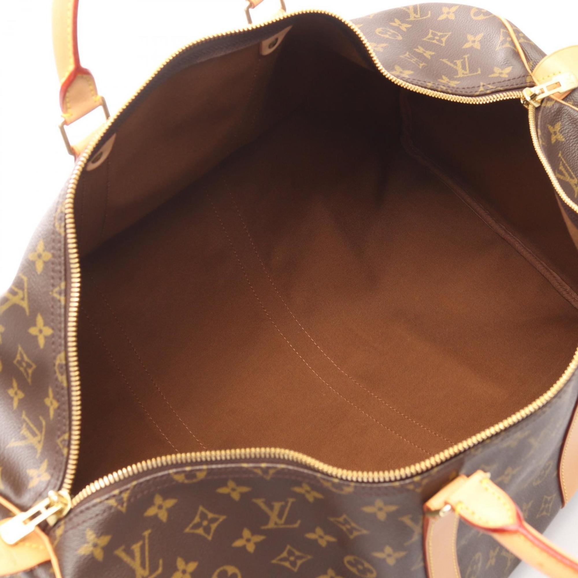 Louis Vuitton Brown Coated Canvas Leather Boston Bag Handbag