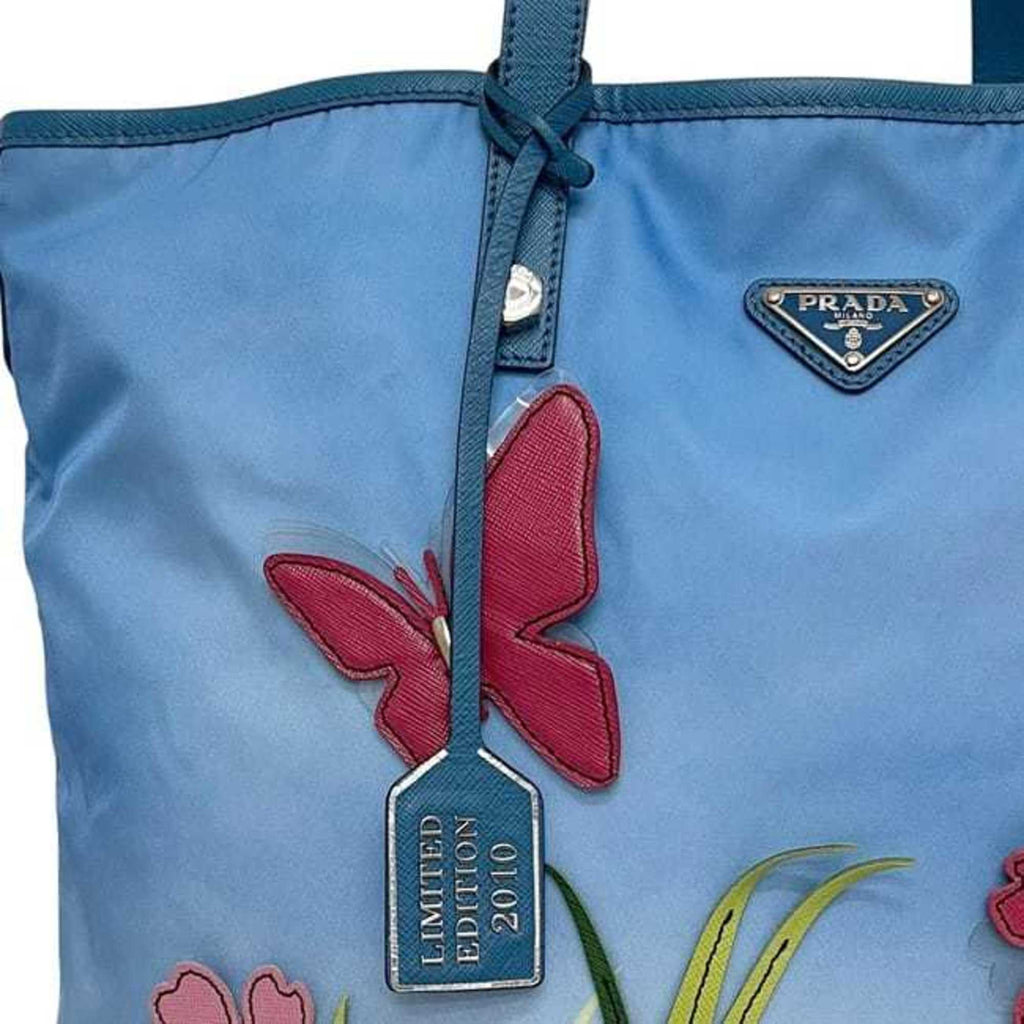 Prada Blue Light Blue Nylon Saffiano Triangle Tote Bag