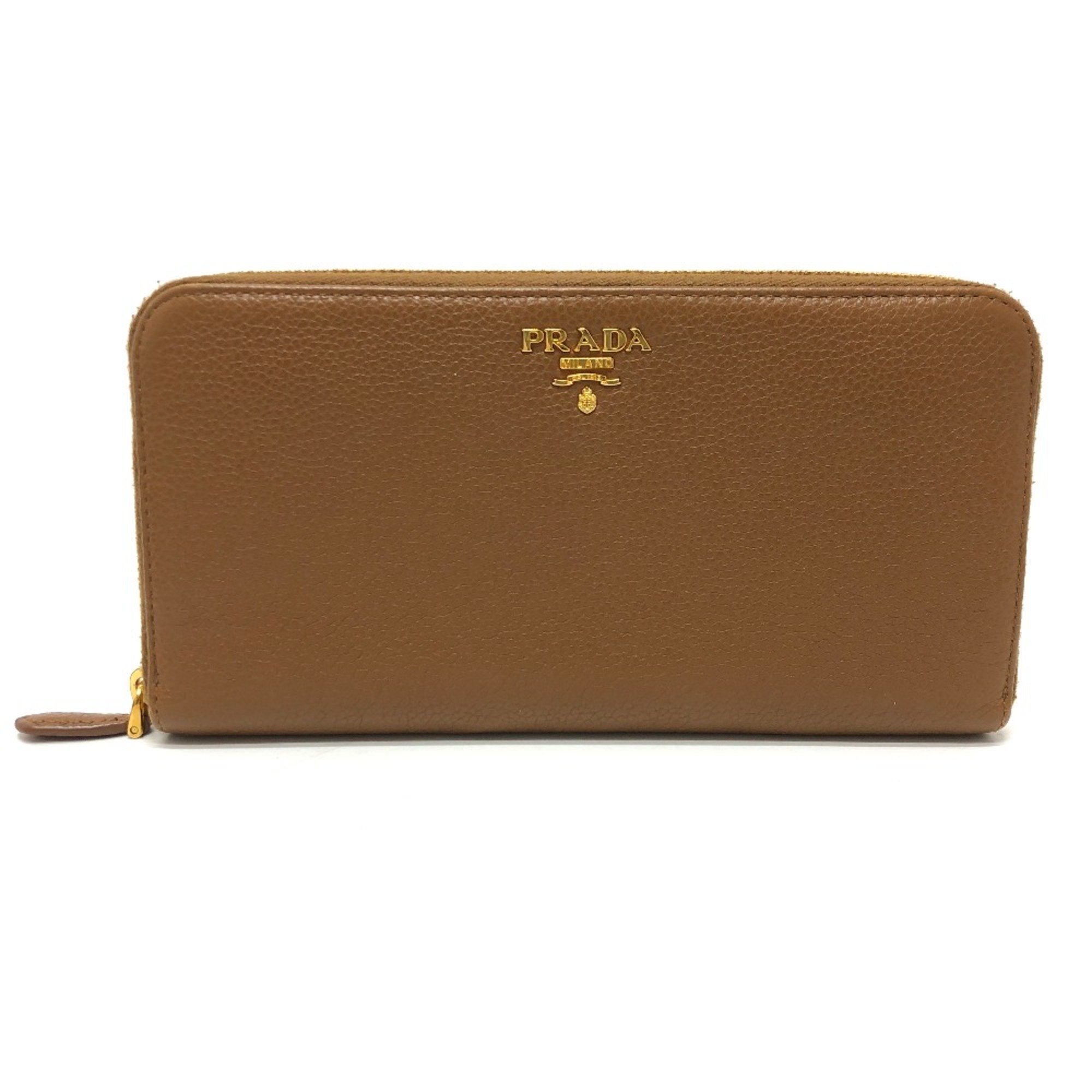 Prada Brown Leather Long Wallet (Bi-Fold)