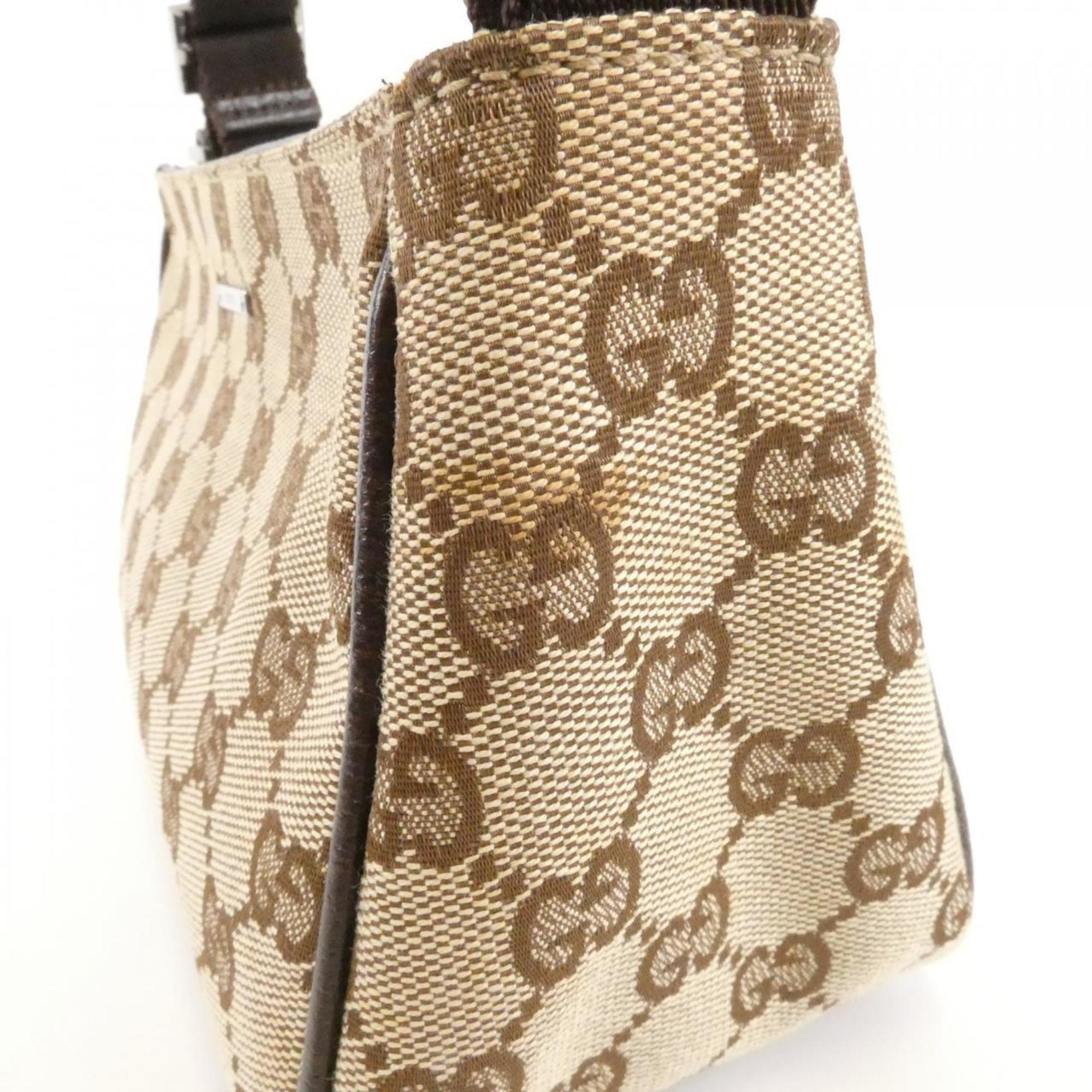 Gucci Beige Brown Gg Canvas Pouch (Pre-Owned)