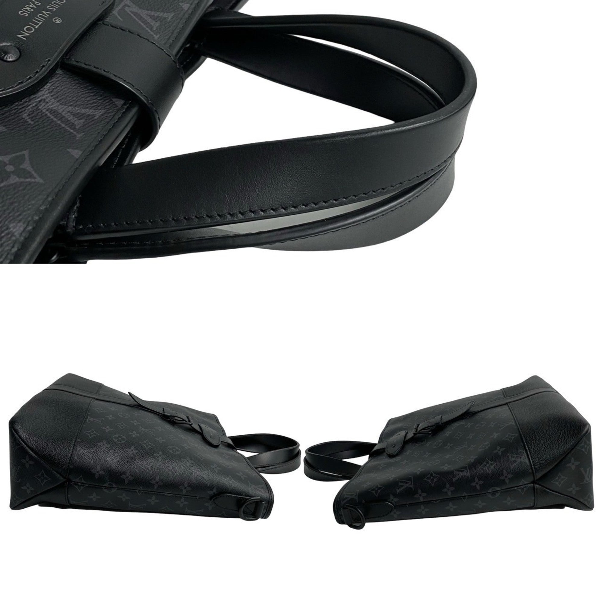 Louis Vuitton Black Leather Shoulder Bag Tote Bag
