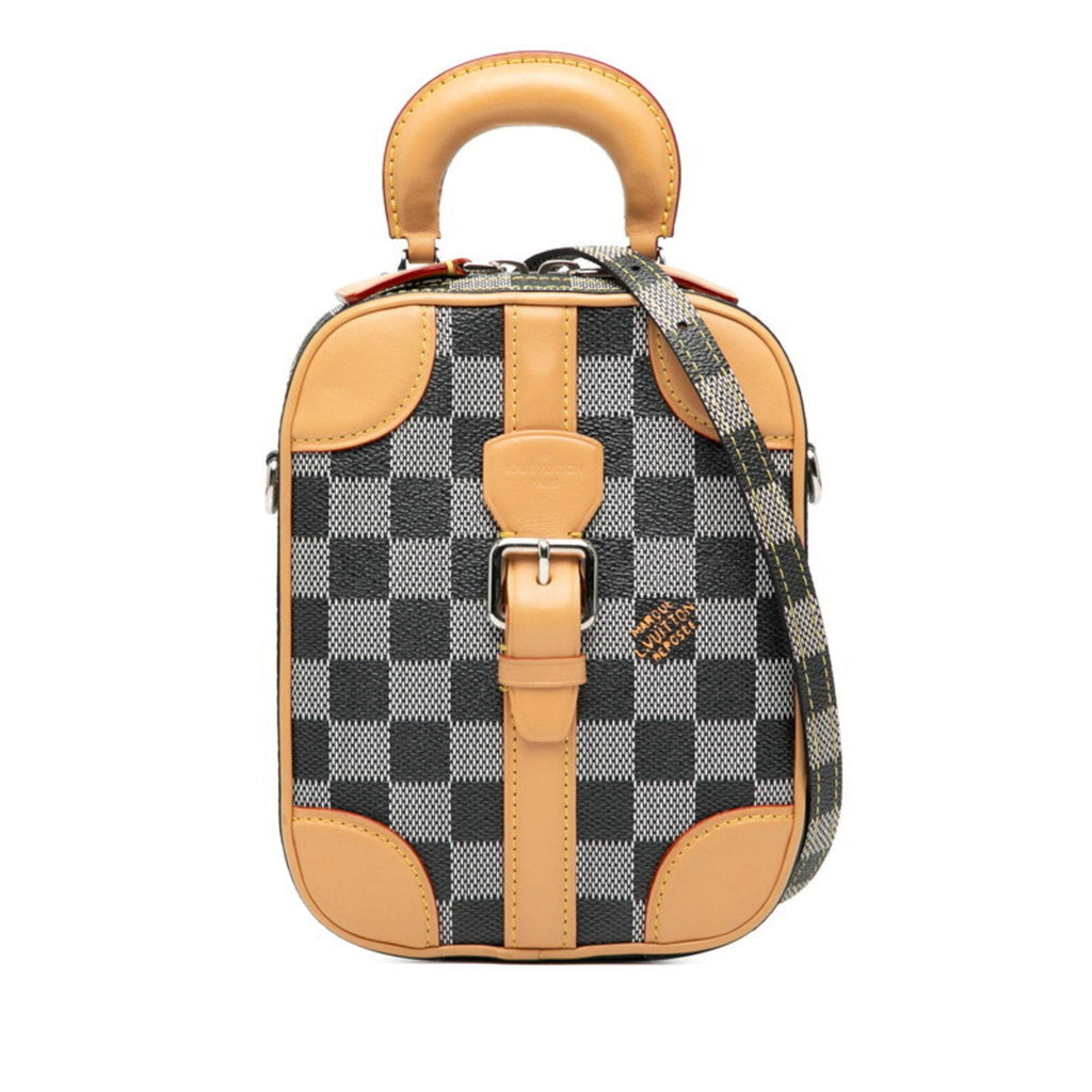 Louis Vuitton Brown Gray Pvc Leather Handbag Shoulder Bag