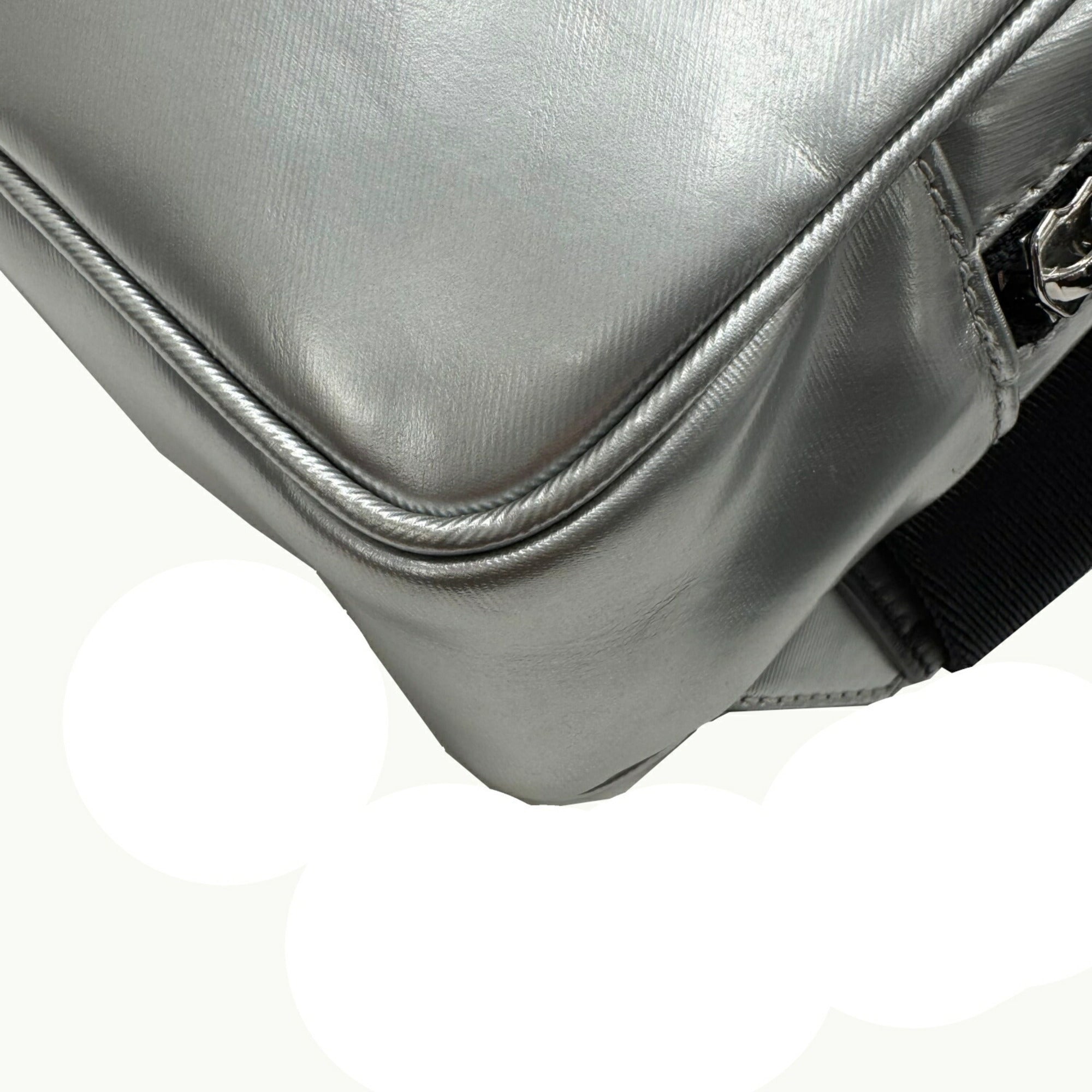 Burberry Metallic Silver Canvas Leather Shoulder Bag Sling Bag