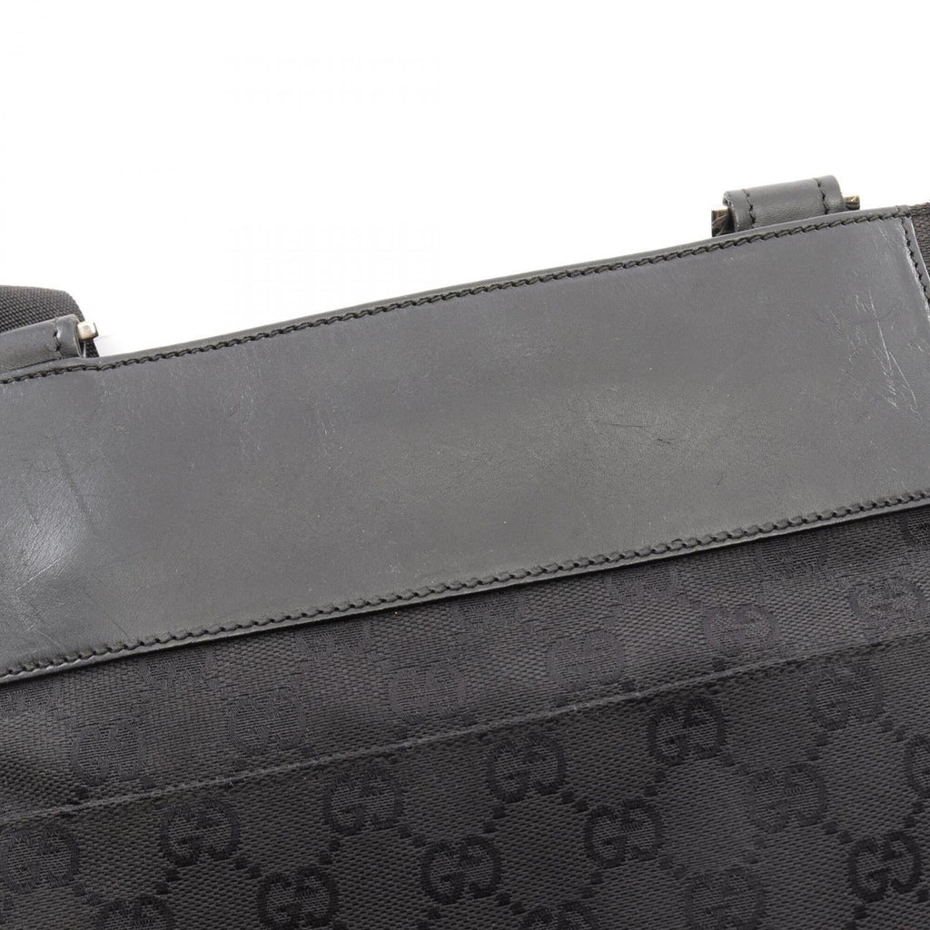 Gucci Black Canvas Leather Handbag Shoulder Bag (Pre-Owned)