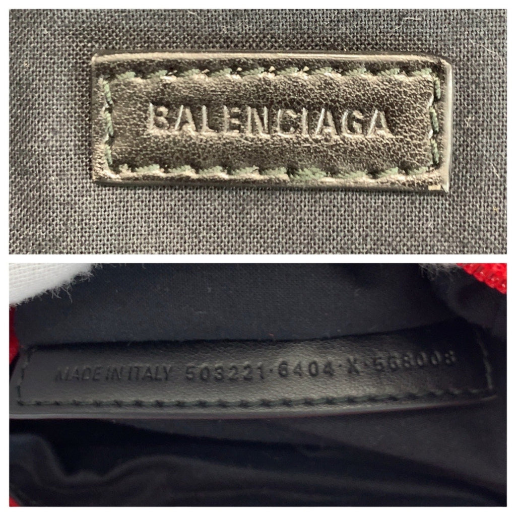 Balenciaga Black Red Color Canvas Backpack