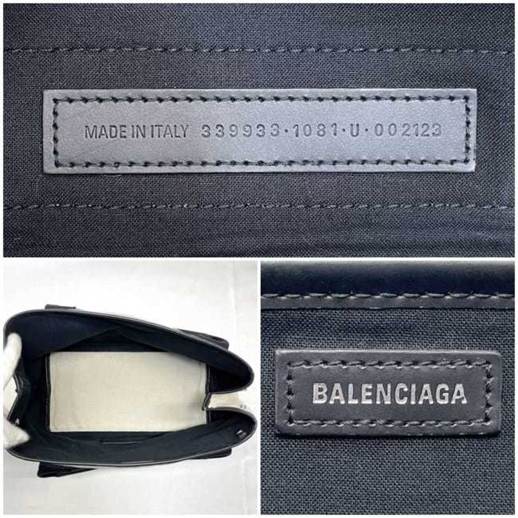 Balenciaga Black White Canvas Leather Handbag Tote