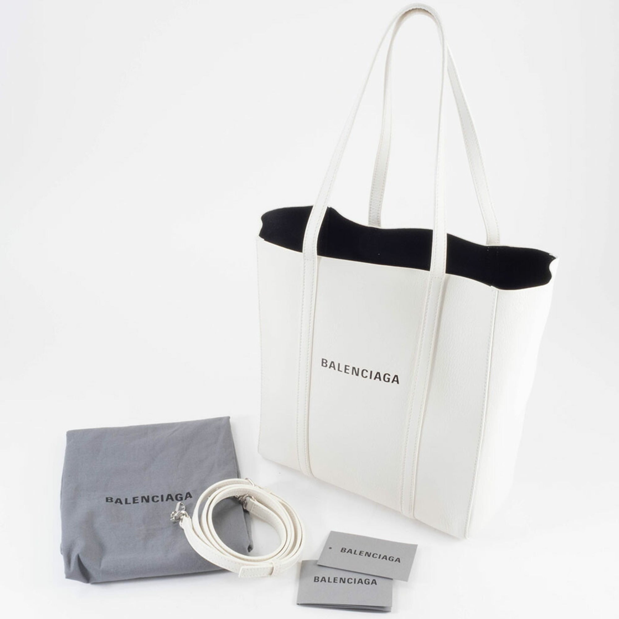 Balenciaga White Leather Shoulder Bag Tote