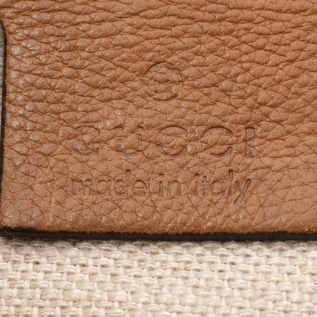 Gucci Gg Canvas Beige Brown Gg Canvas Leather Shoulder Bag (Pre-Owned)