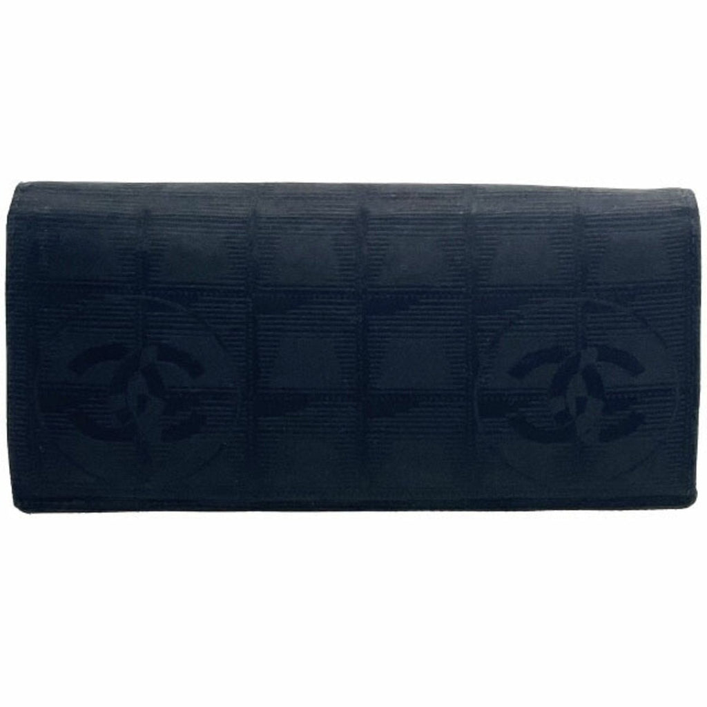 Chanel Black Leather Nylon Long Wallet (Bi-Fold)
