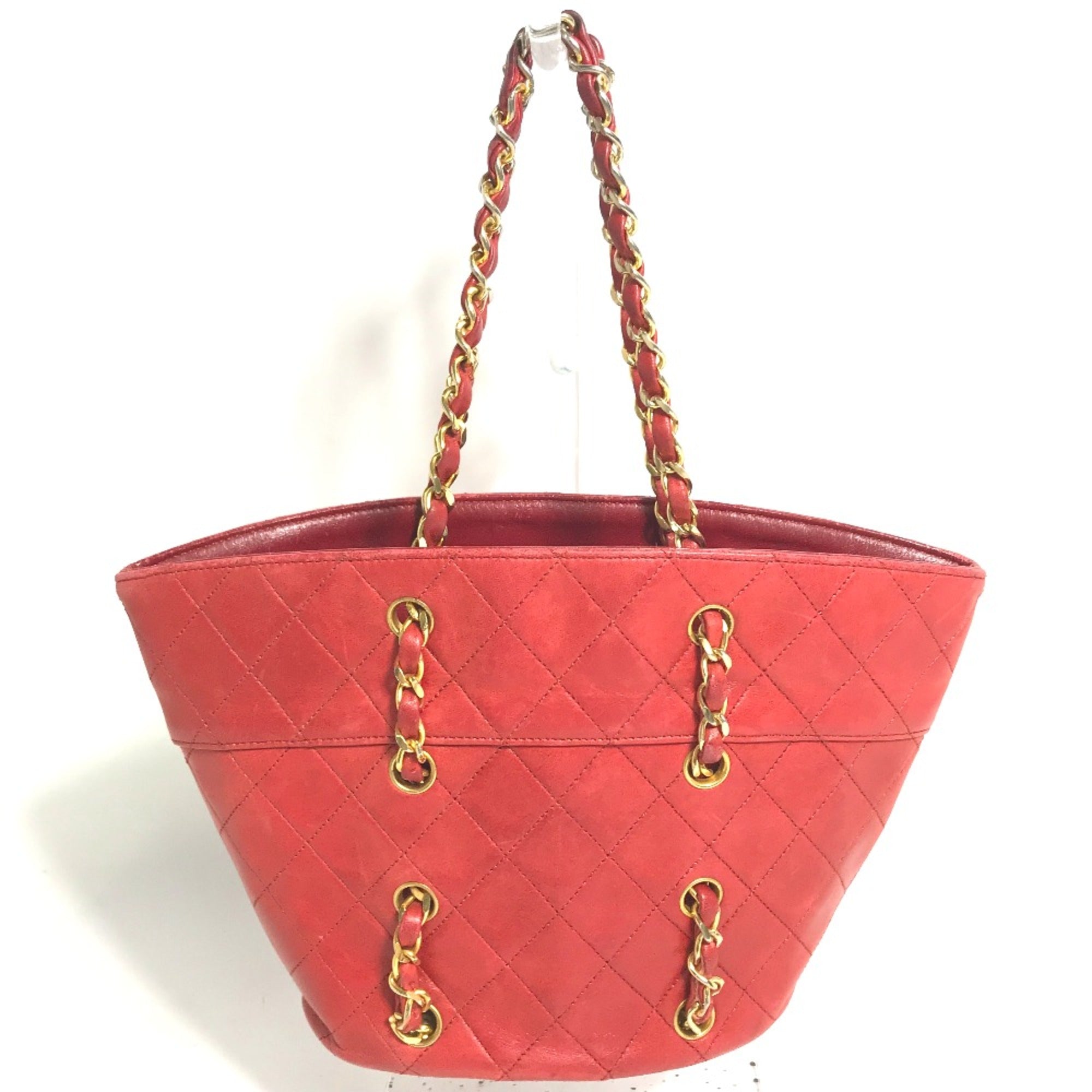 Chanel Red Leather Shoulder Bag