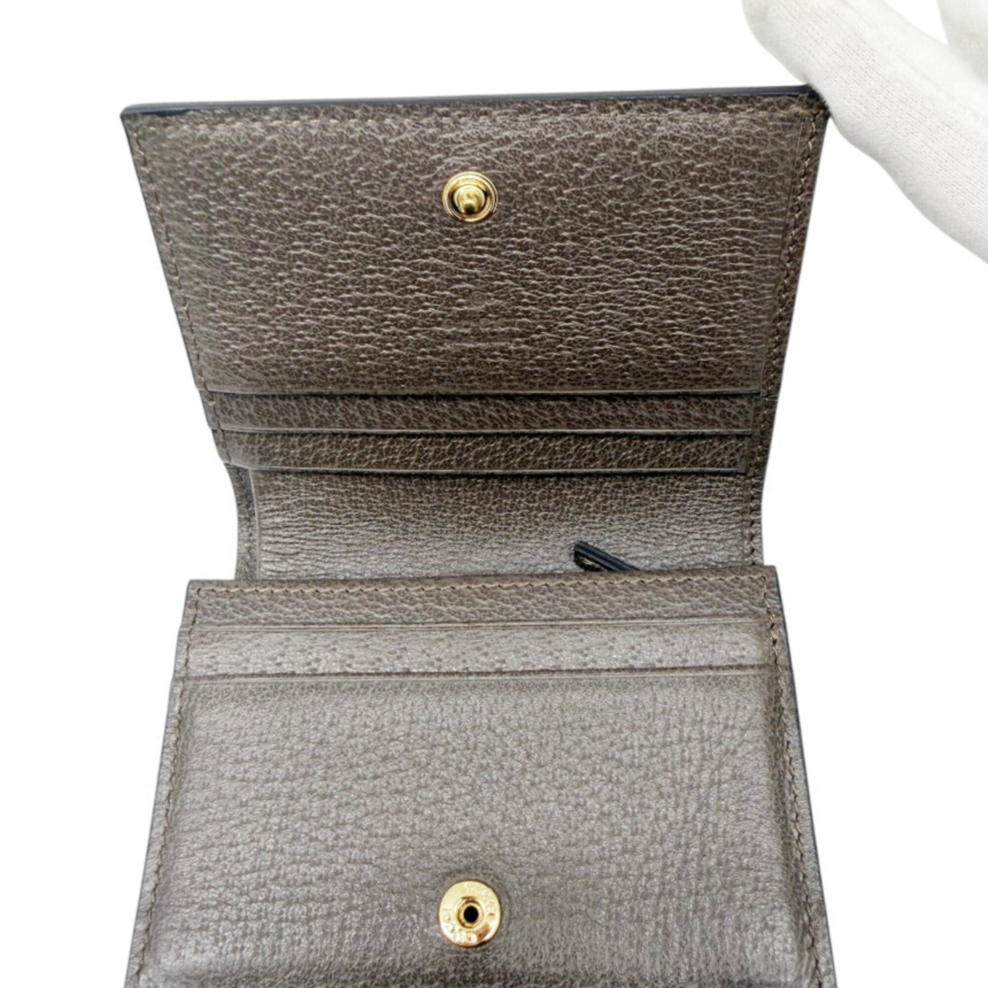 Gucci Beige Brown Leather Gg Canvas Wallet (Bi-Fold) (Pre-Owned)