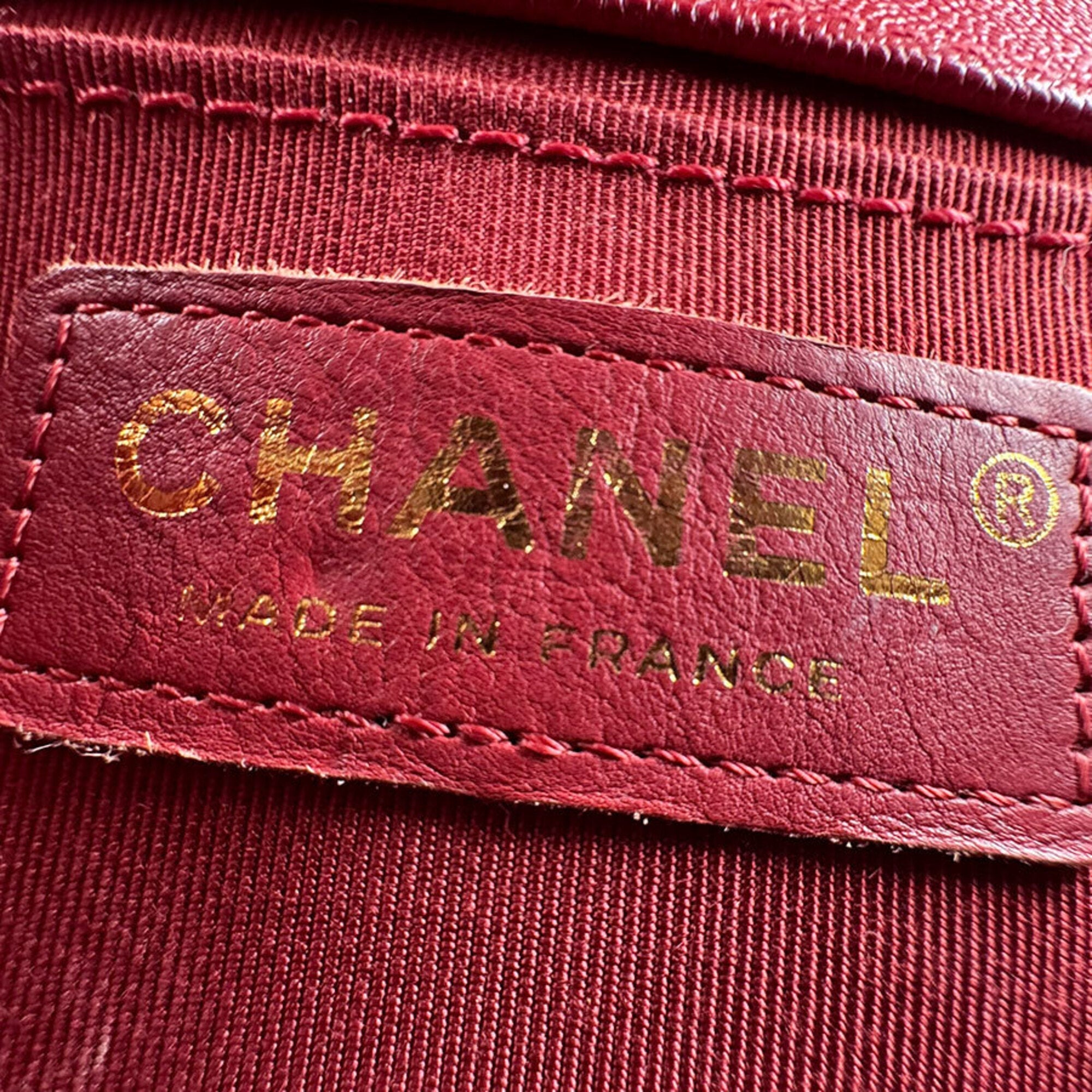 Chanel Gold Red Color Grained Calfskin Metal Shoulder Bag