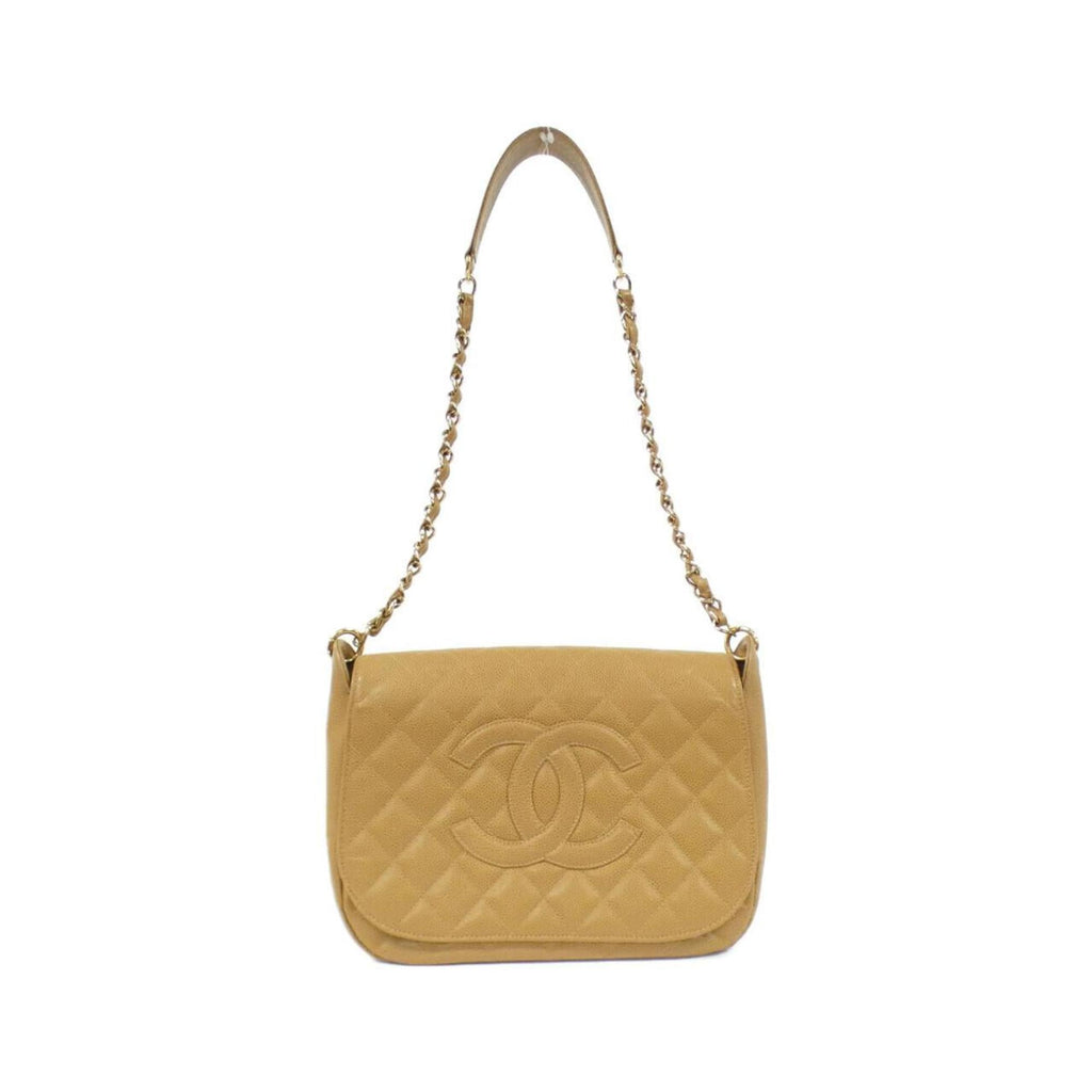 Chanel Beige Grained Calfskin Shoulder Bag