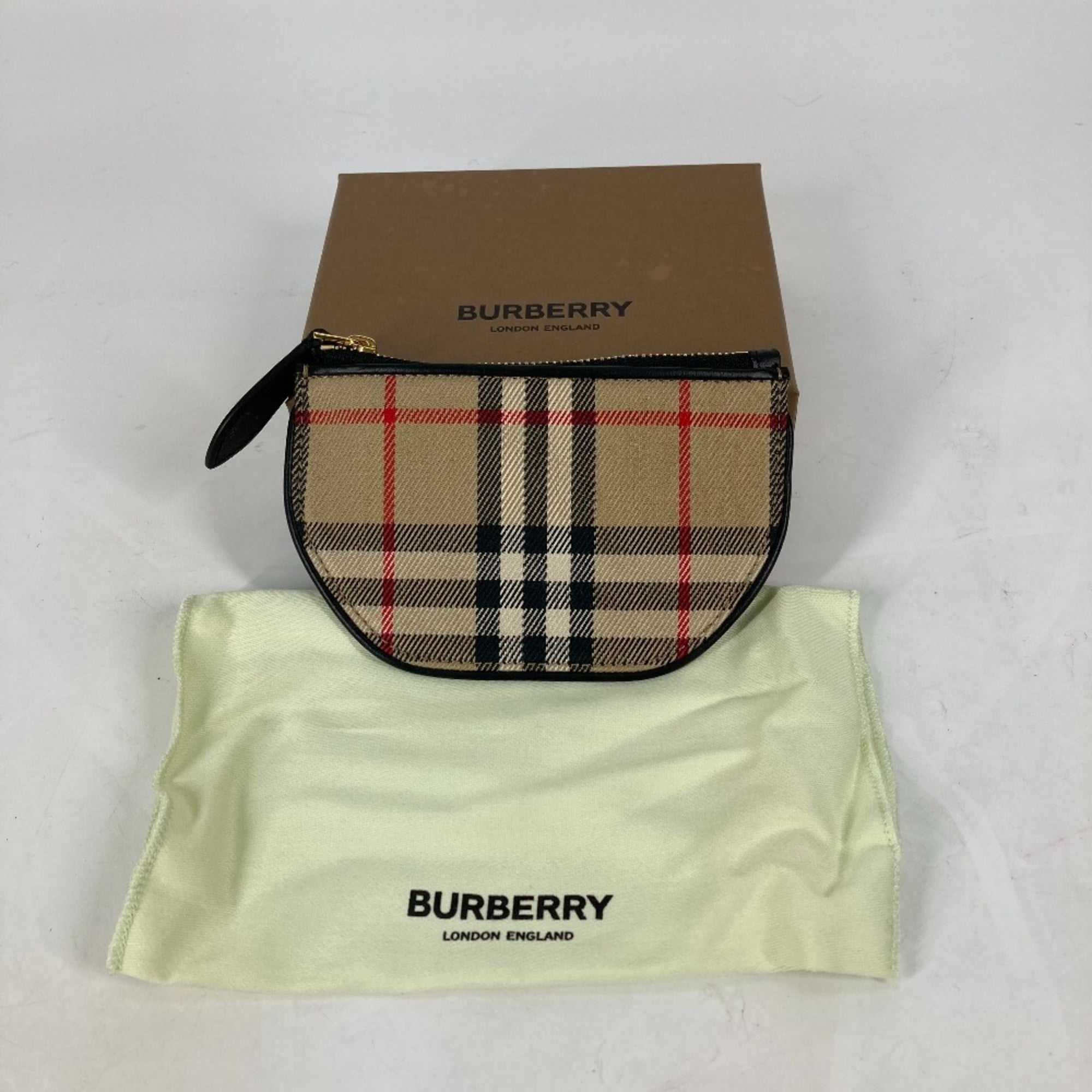 Burberry Beige Leather Canvas Coin Purse/Coin Case