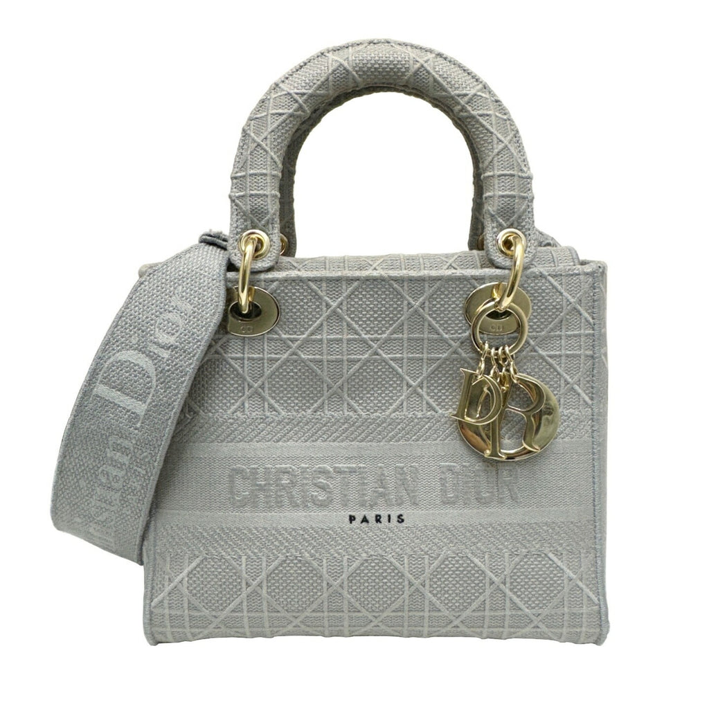 Christian Dior Gray Canvas Handbag Shoulder Bag (Pre-Owned)