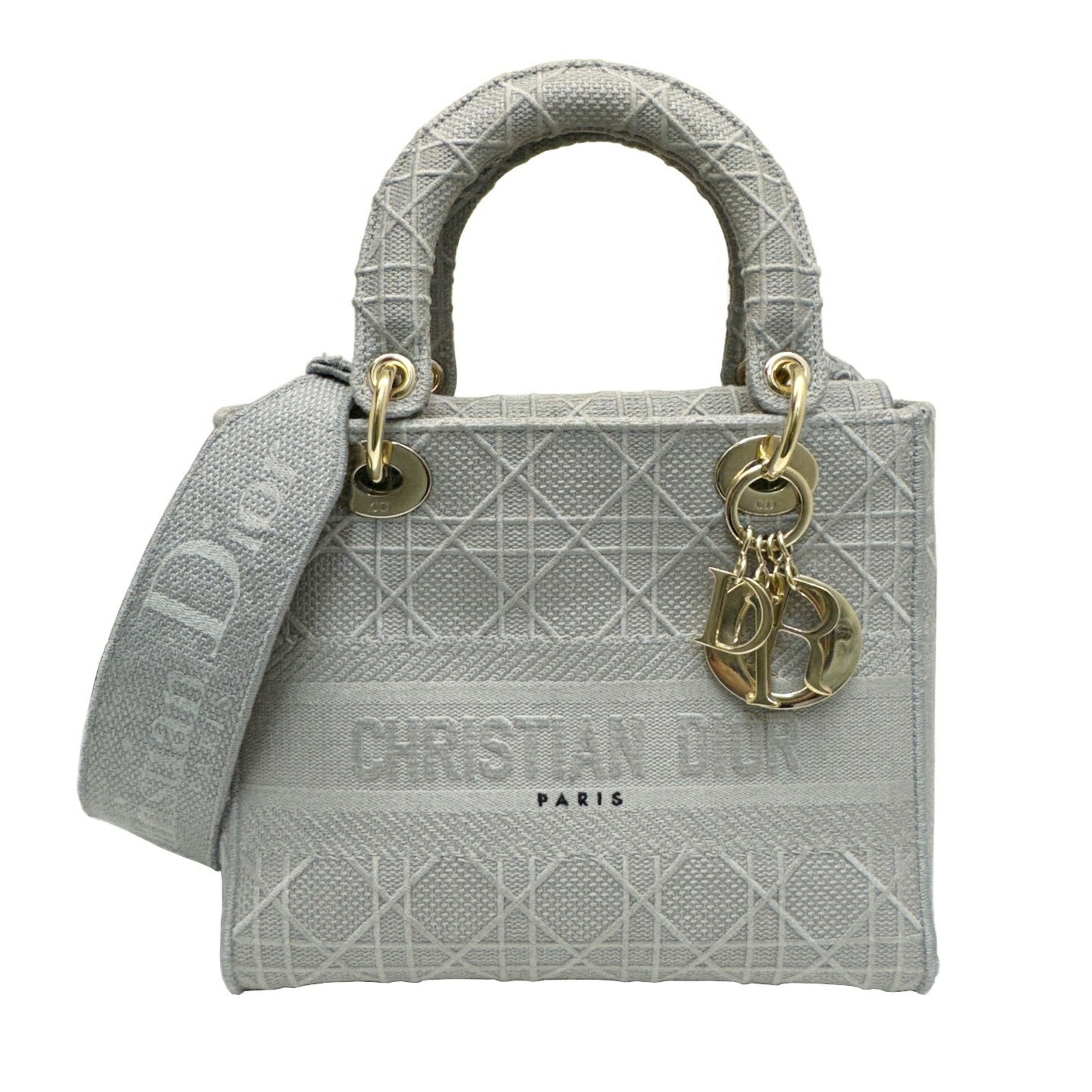 Christian Dior Gray Canvas Handbag Shoulder Bag (Pre-Owned)