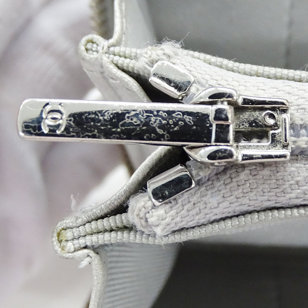 Chanel Silver Grained Calfskin Chain/Shoulder Wallet