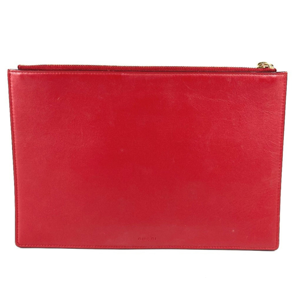 Gucci Beige Red Color Gg Supreme Clutch Bag (Pre-Owned)