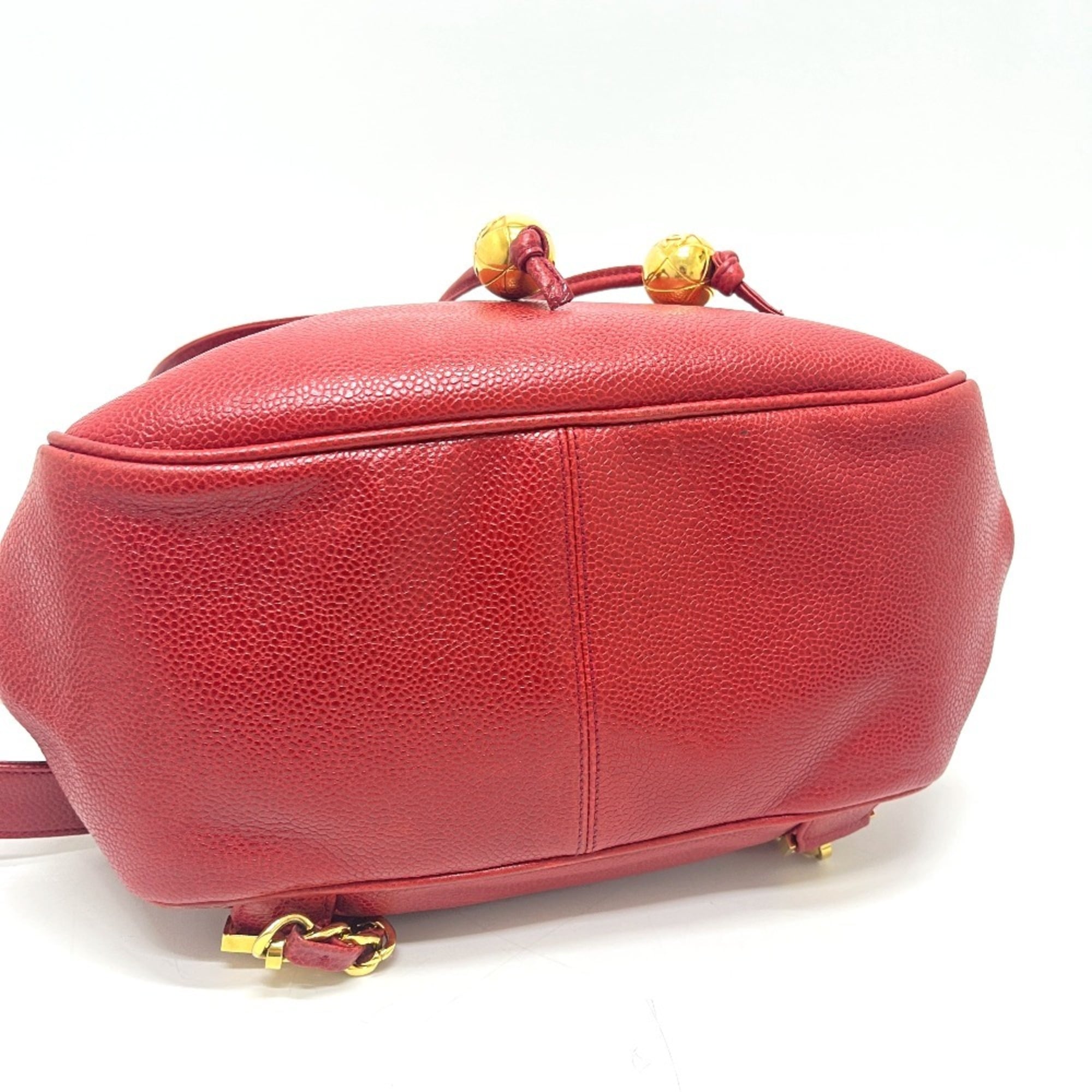 Chanel Red Color Grained Calfskin Backpack
