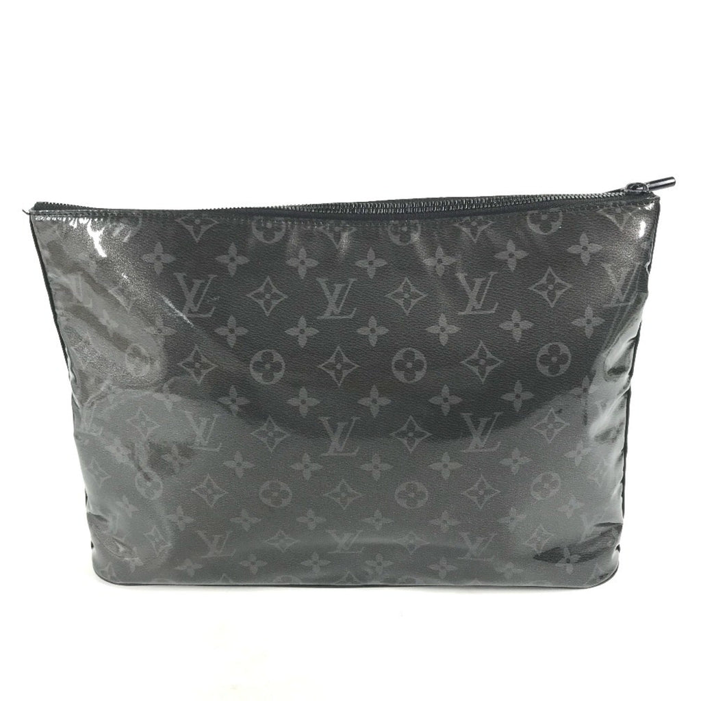 Louis Vuitton Black Vinyl Leather Clutch Bag Pochette Pouch