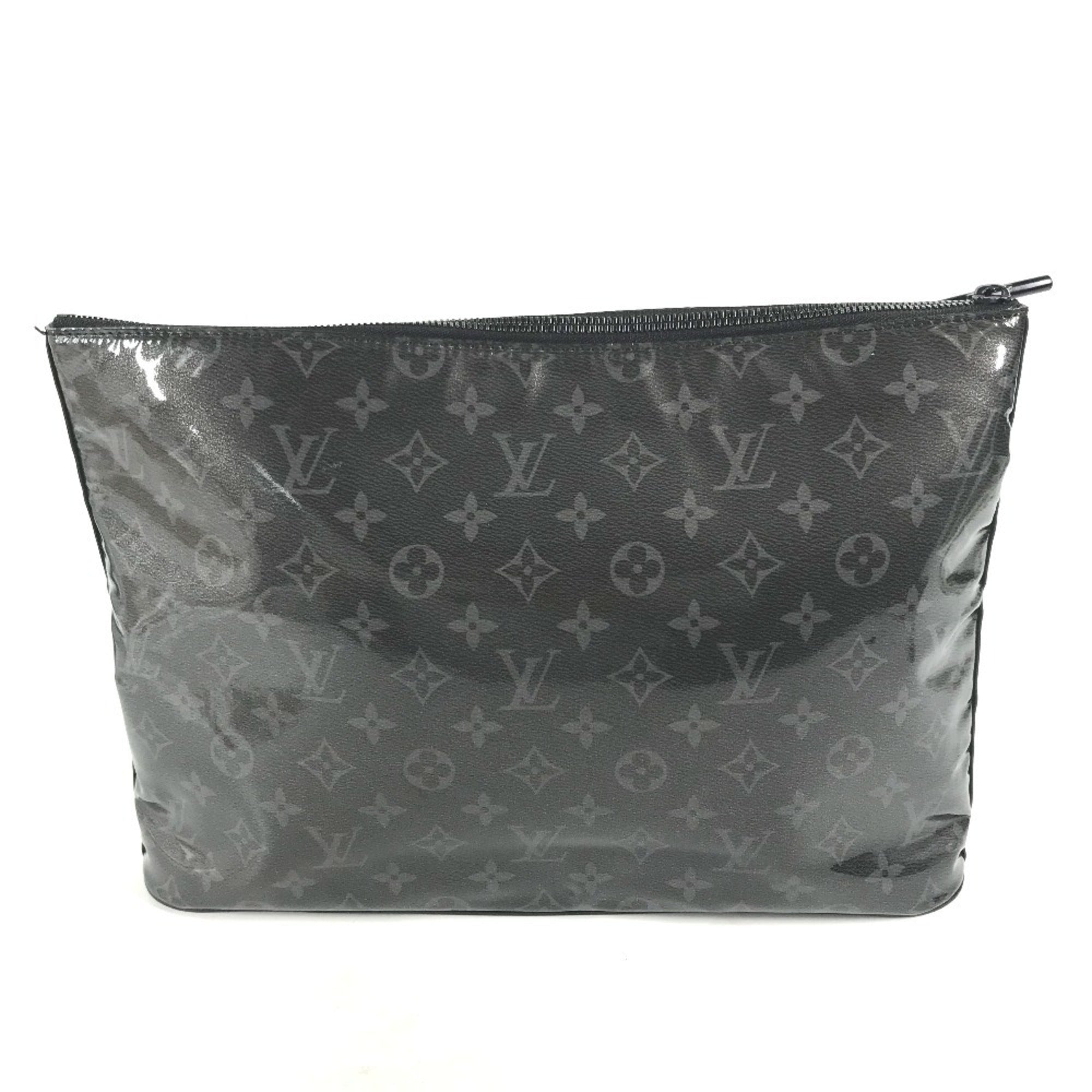 Louis Vuitton Black Vinyl Leather Clutch Bag Pochette Pouch