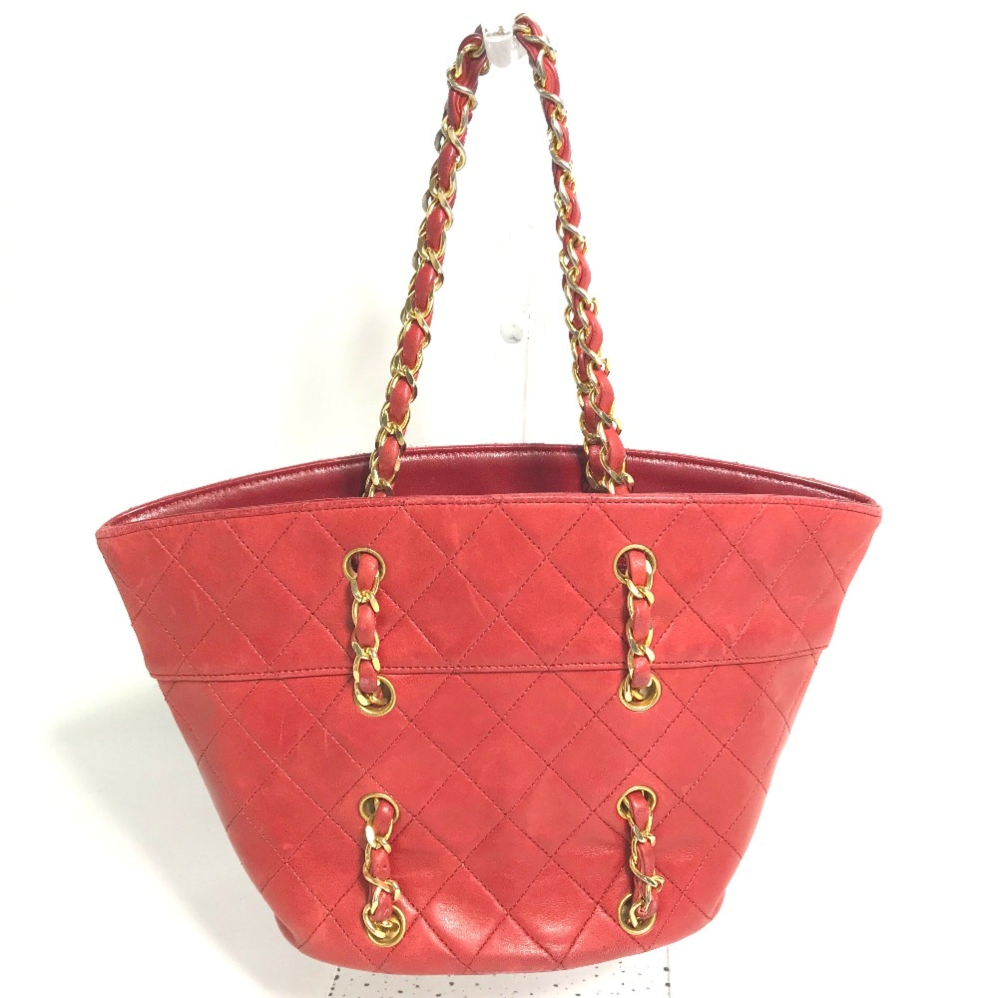 Chanel Red Leather Shoulder Bag