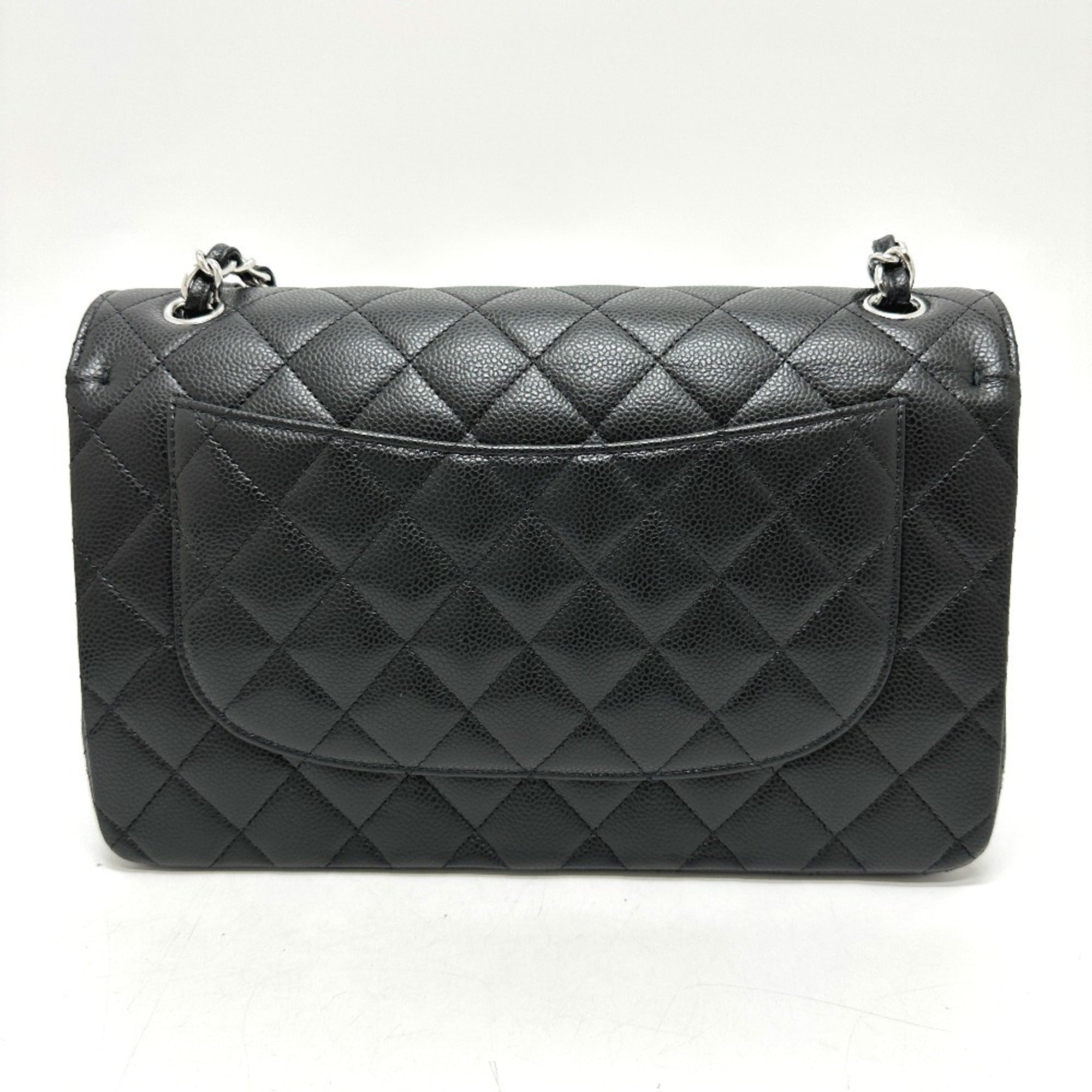 Chanel Black Grained Calfskin Shoulder Bag
