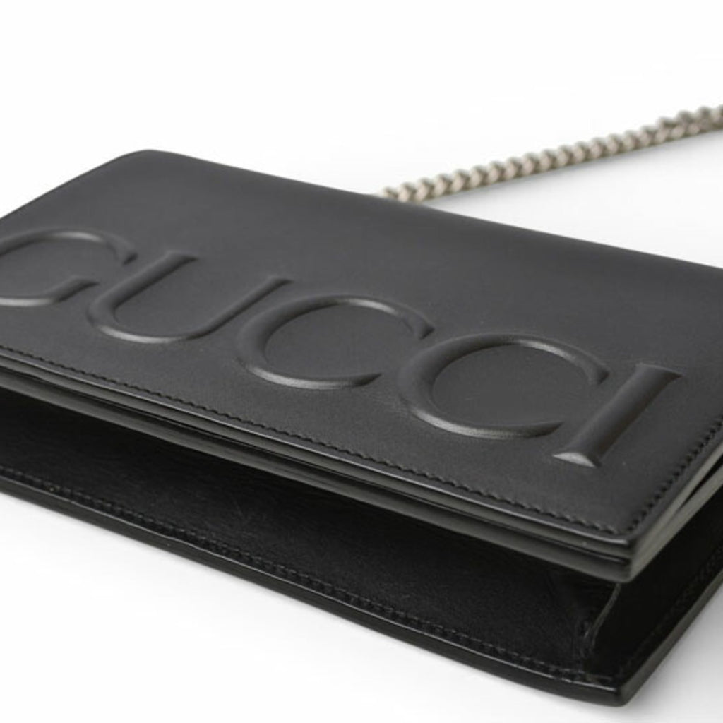 Gucci Black Leather Clutch Bag Shoulder Bag (Pre-Owned)