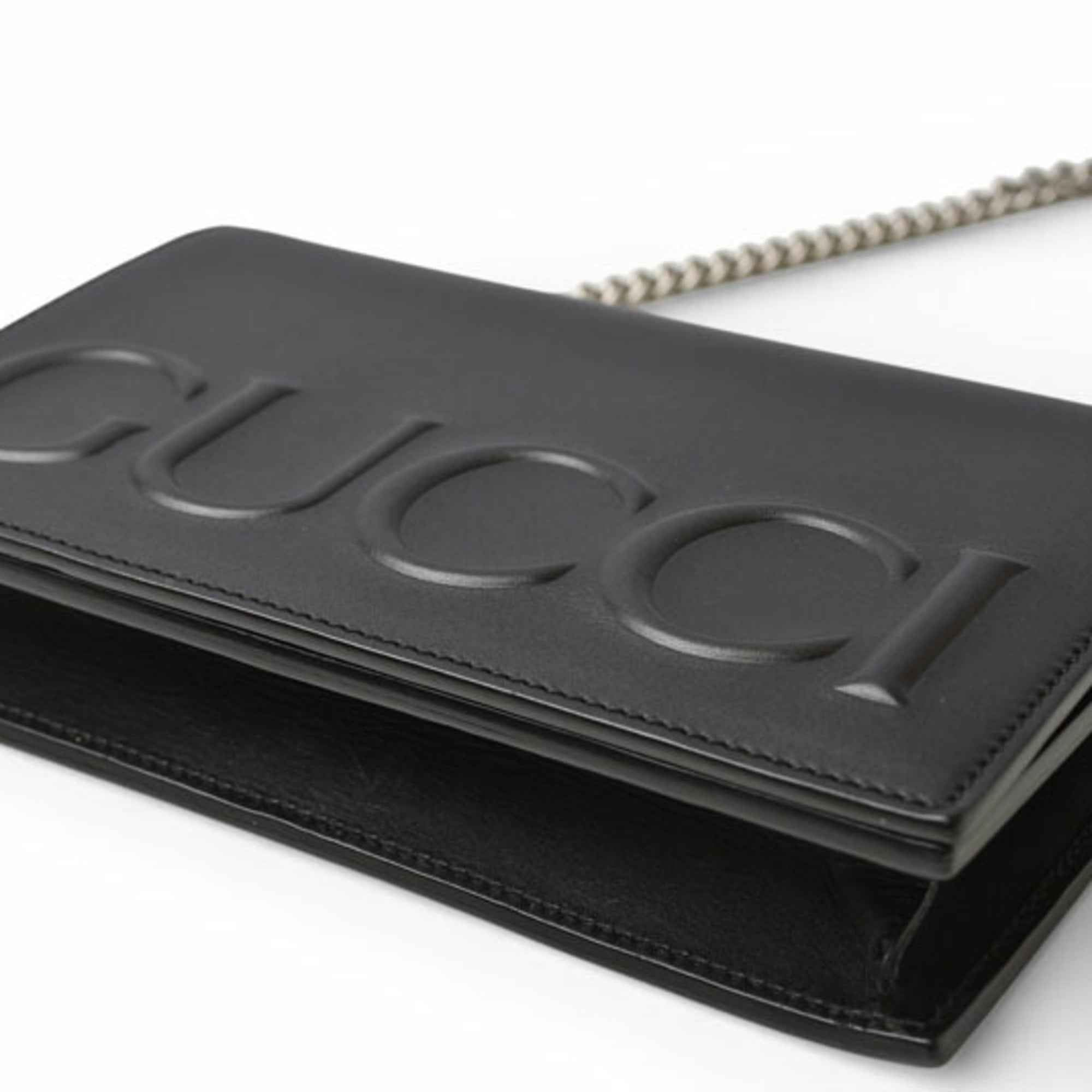 Gucci Black Leather Clutch Bag Shoulder Bag (Pre-Owned)