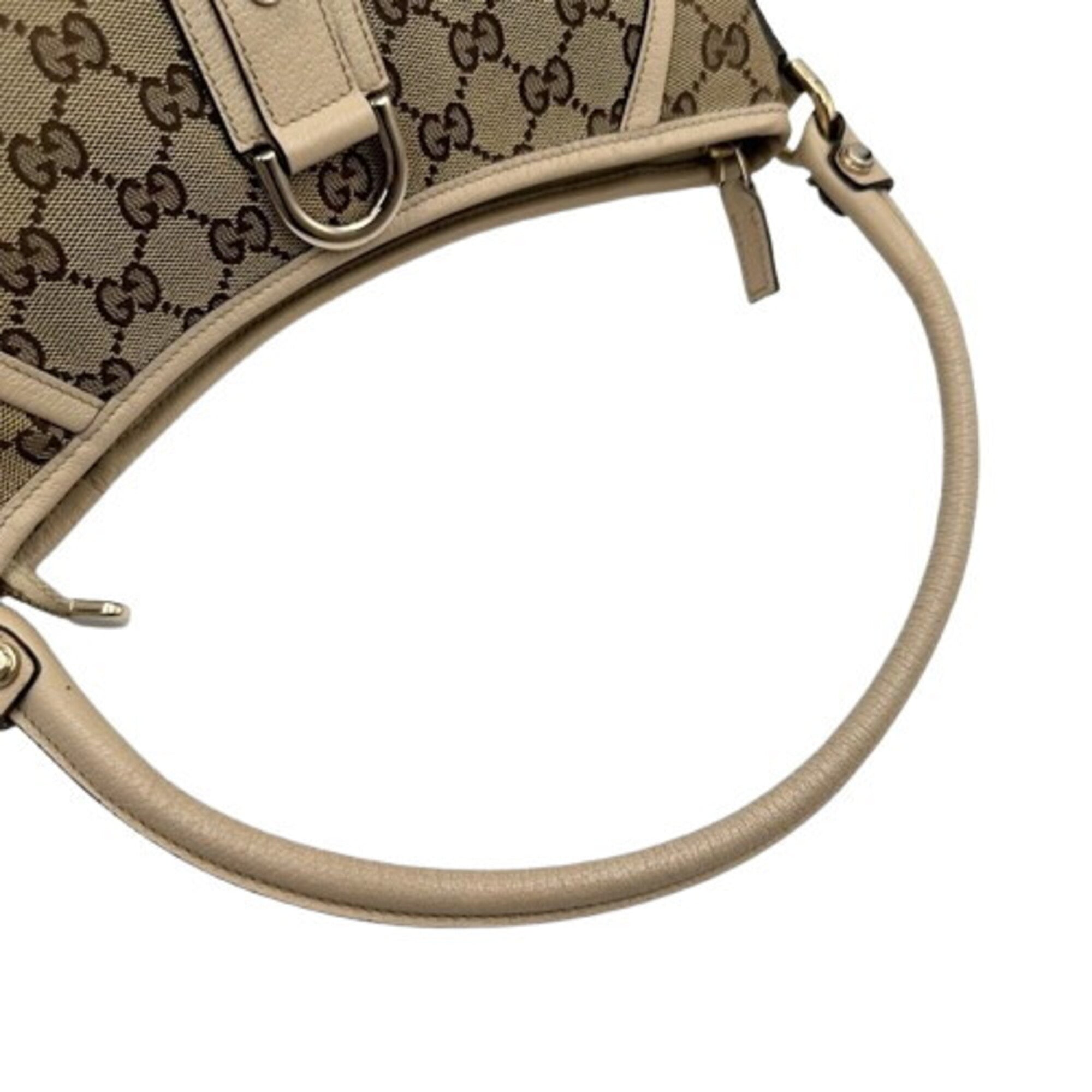 Gucci Abbey Beige Canvas Shoulder Bag (Pre-Owned)