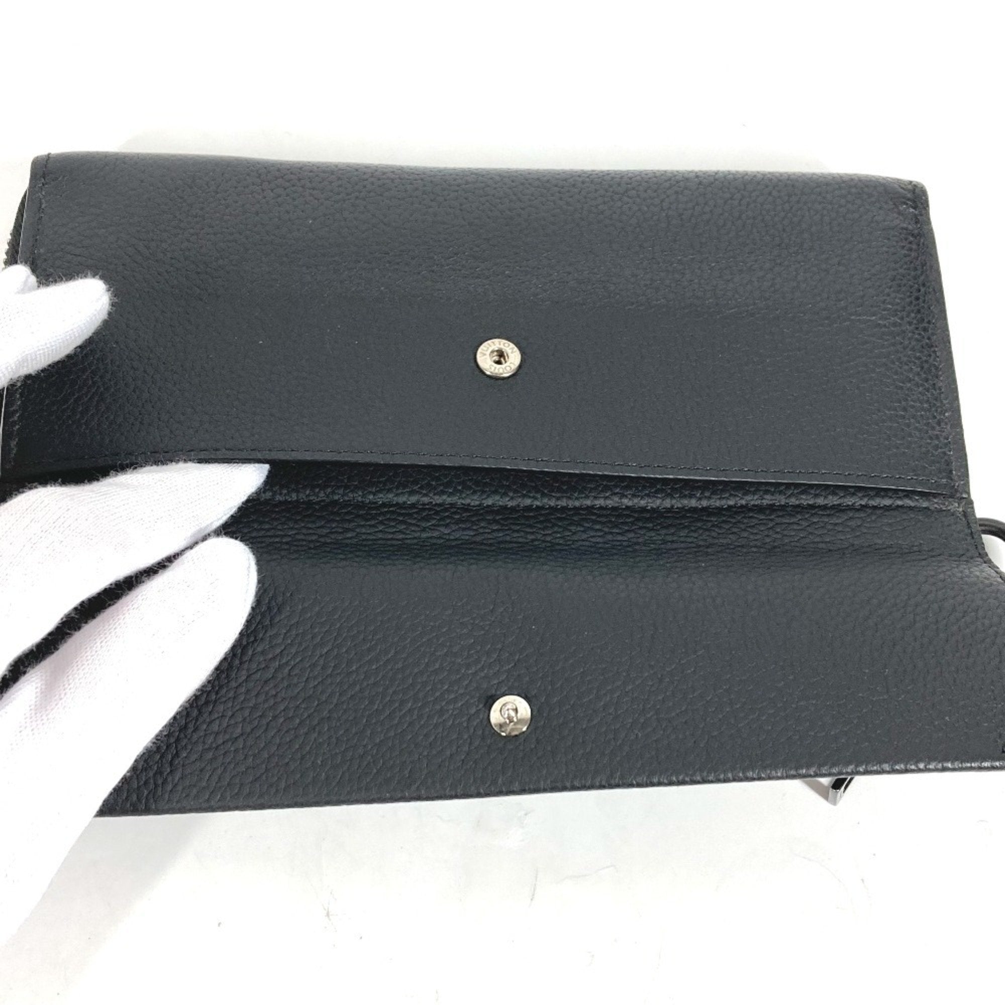 Louis Vuitton Black Noir Leather Long Bill Wallet