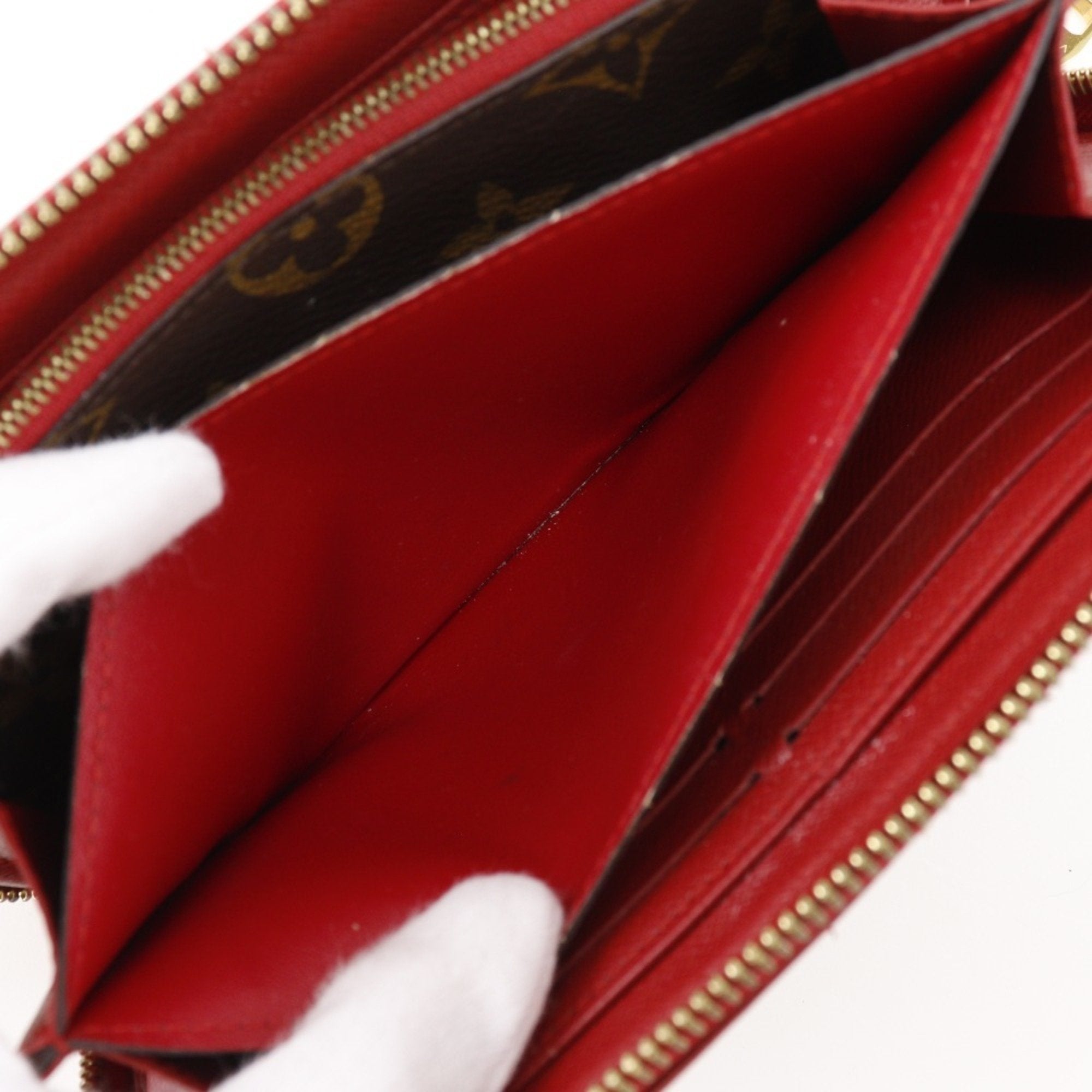 Louis Vuitton Monogram Brown Cerise Red Color Monogram Long Wallet