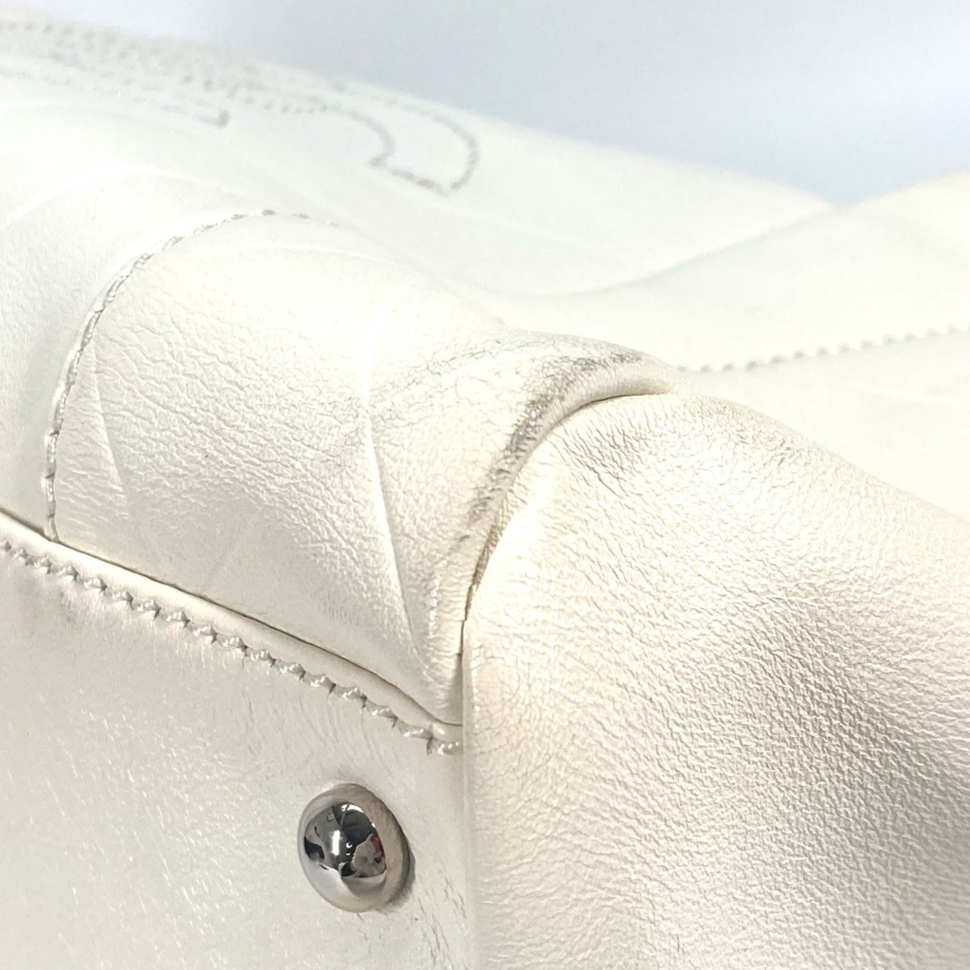 Chanel White Leather Boston Bag