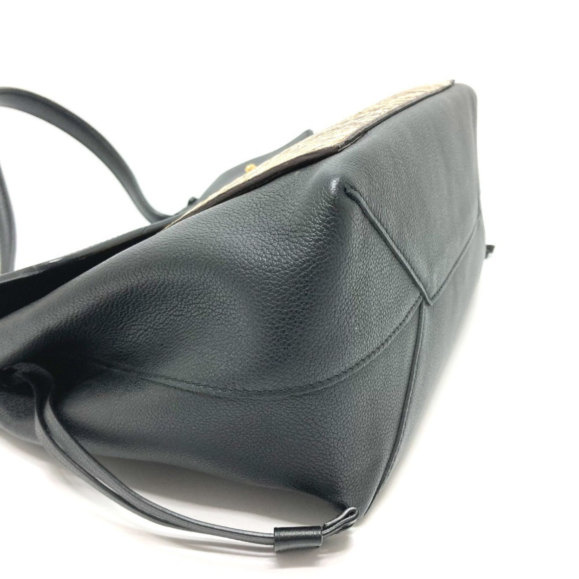 Louis Vuitton Black Leather Handbag Shoulder Bag