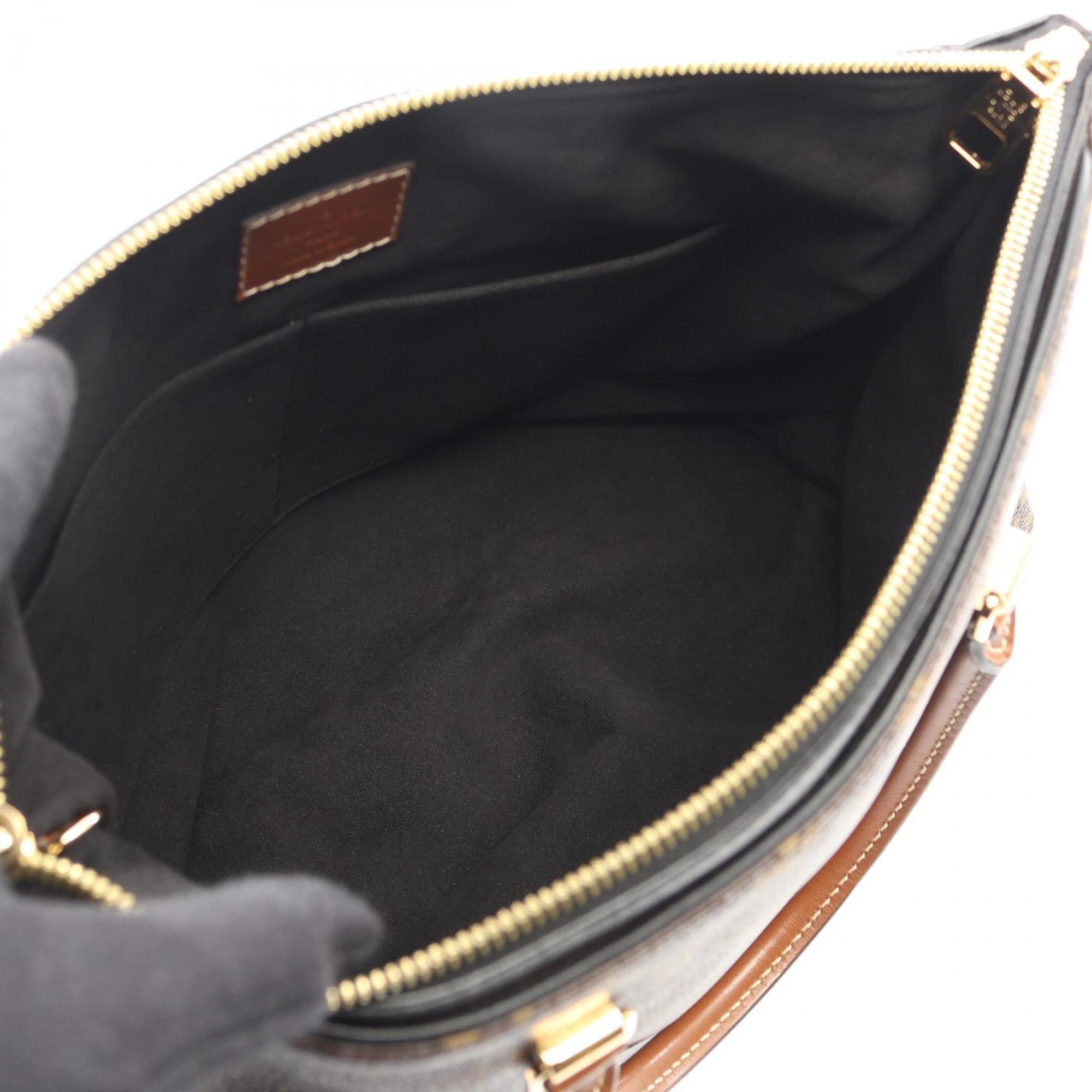 Louis Vuitton Black Brown Noir Coated Canvas Leather Handbag
