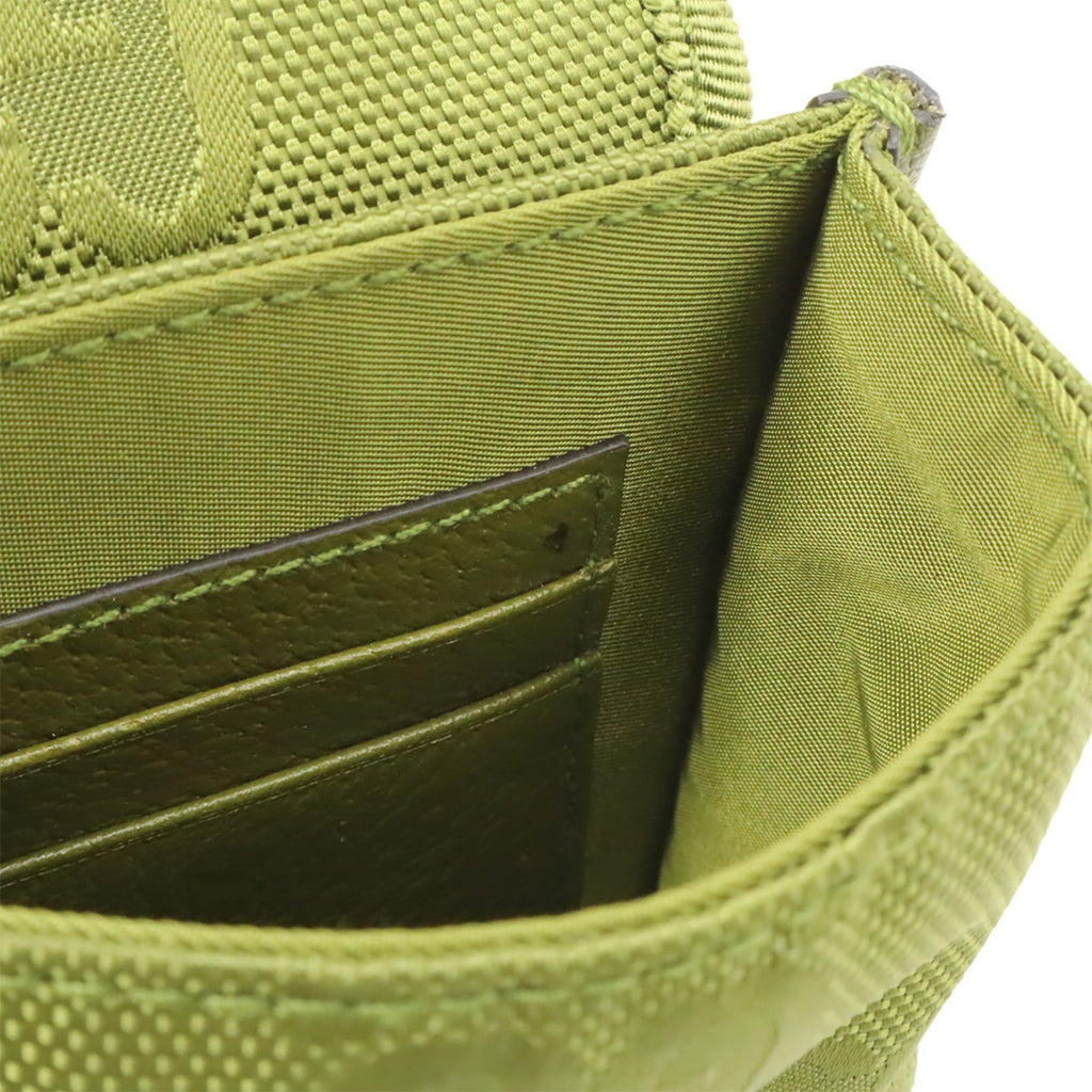 Gucci Green Khaki Nylon Canvas Leather Shoulder Bag (Pre-Owned)