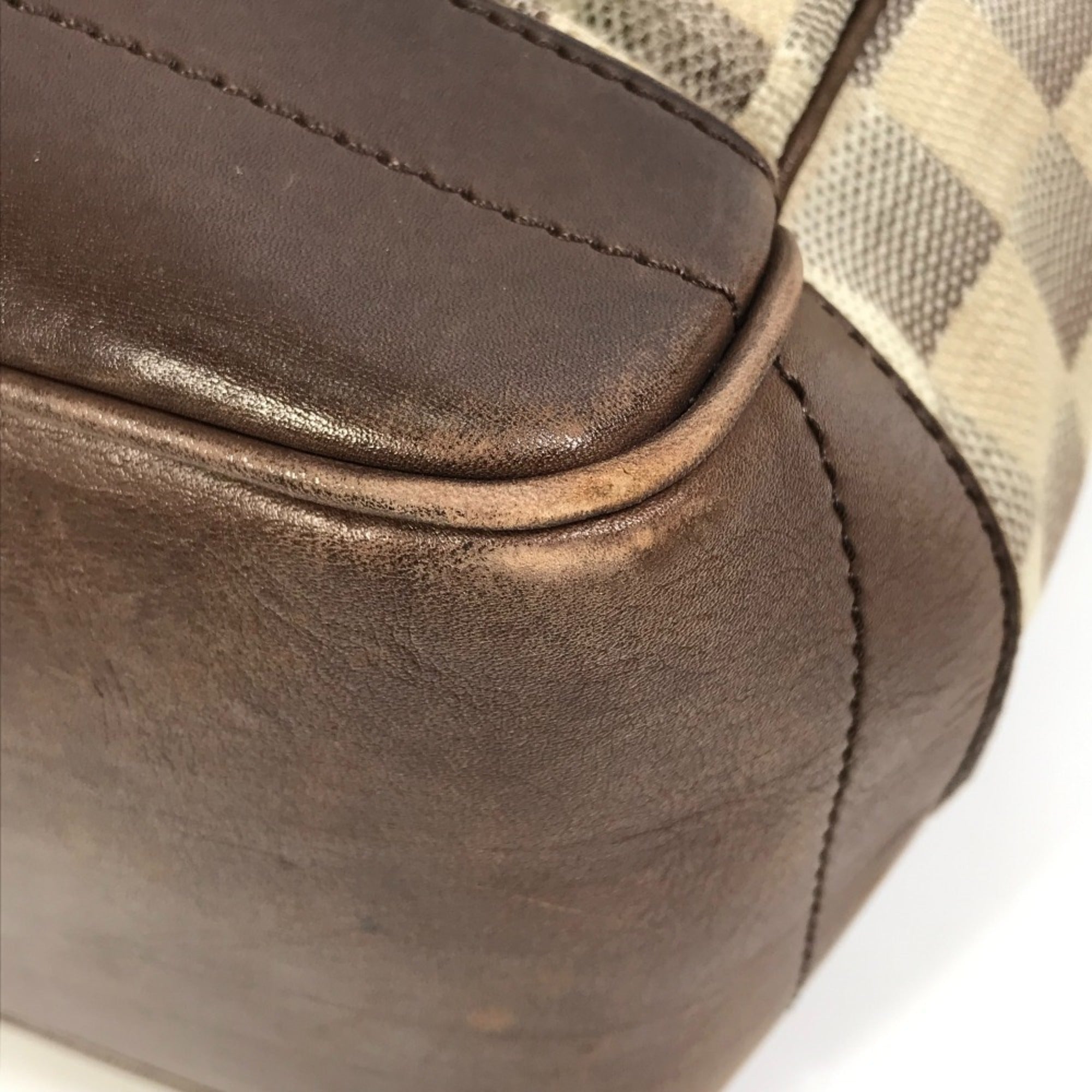 Louis Vuitton Brown White Canvas Shoulder Bag Tote Bag