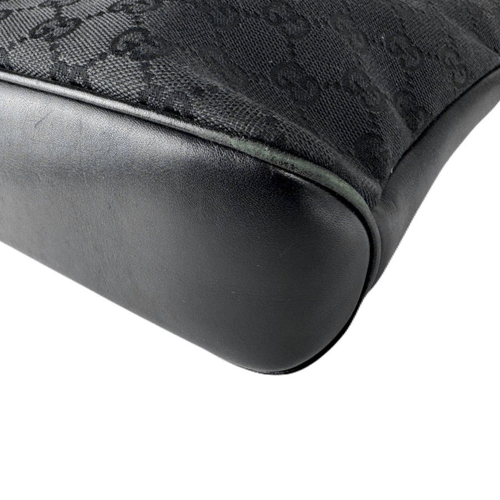 Gucci Black Gg Canvas Leather Shoulder Bag (Pre-Owned)