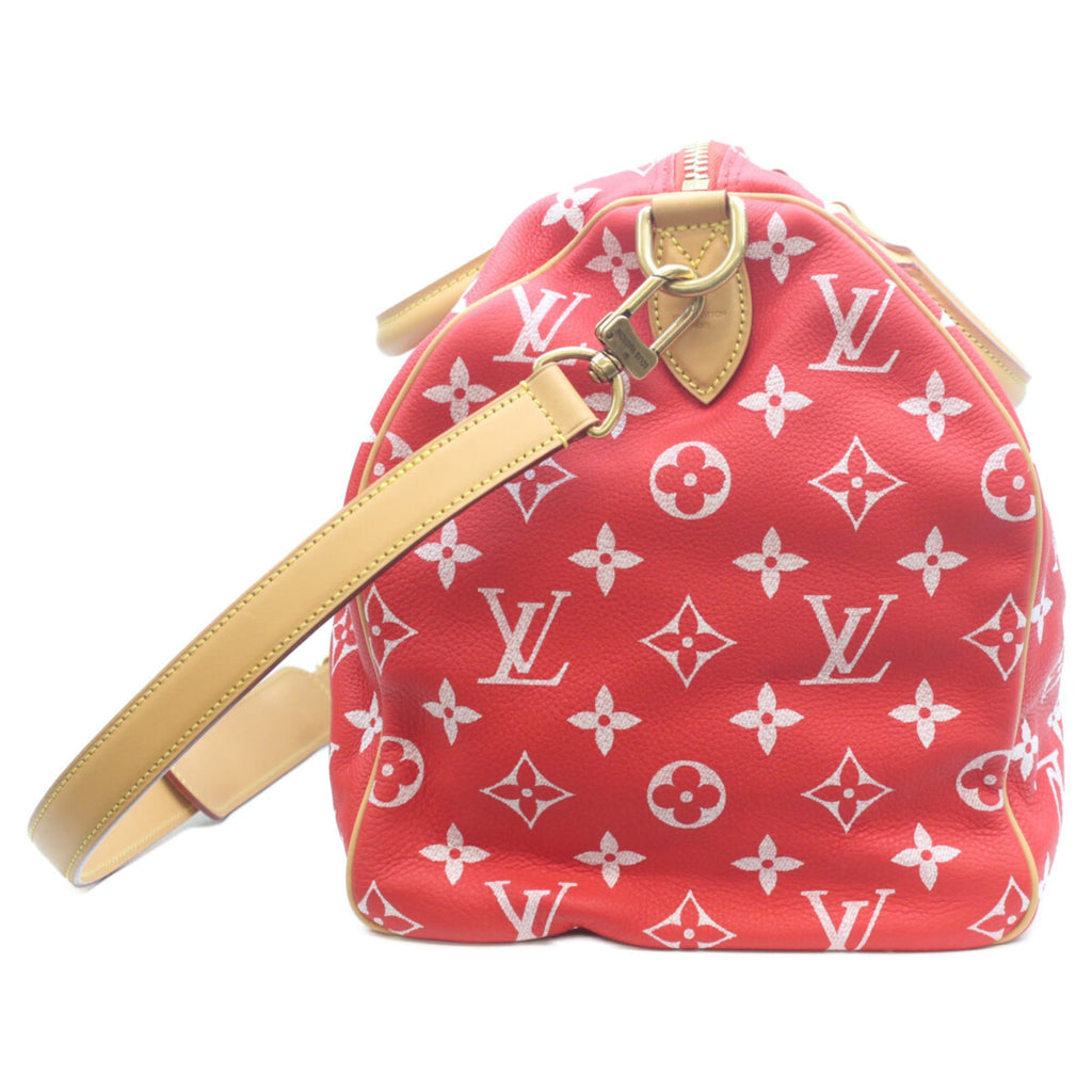 Louis Vuitton Red Color Rouge Leather Boston Bag