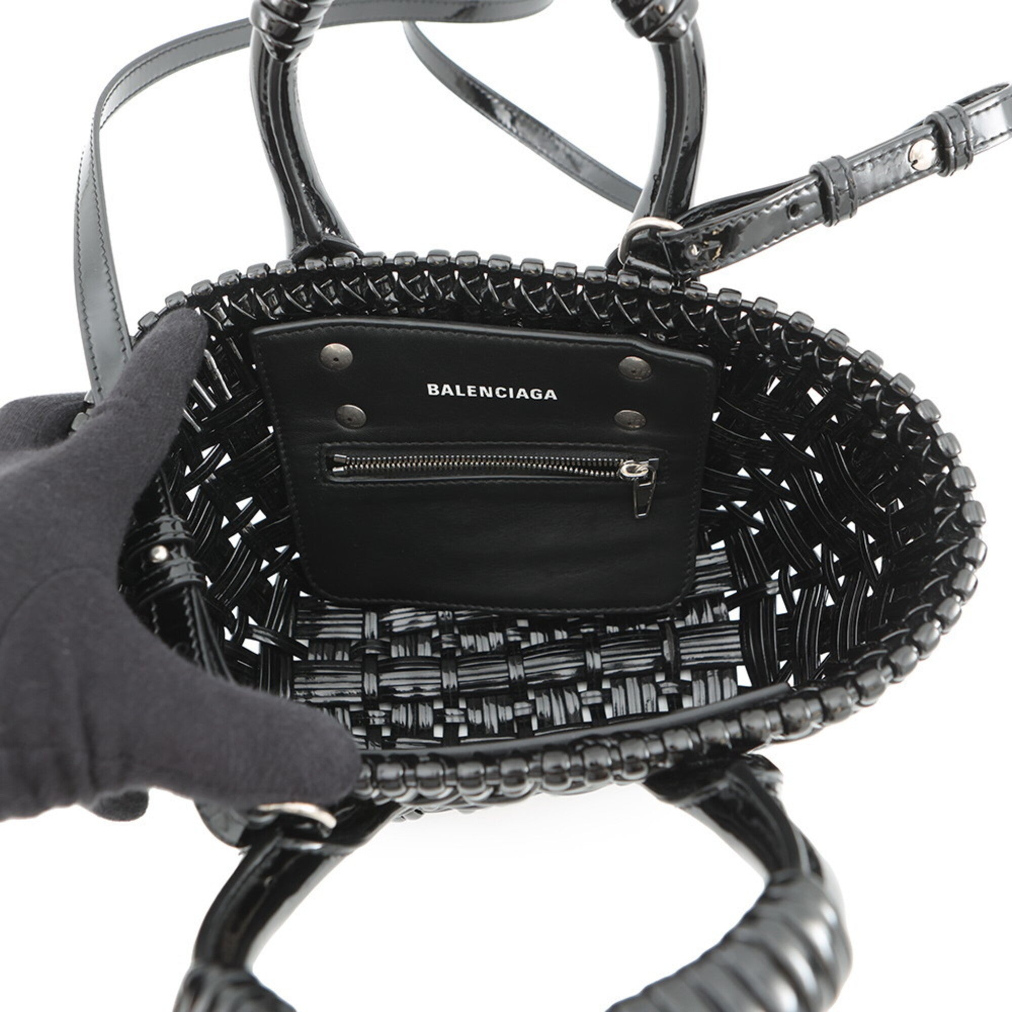 Balenciaga Black Patent Leather Handbag Shoulder