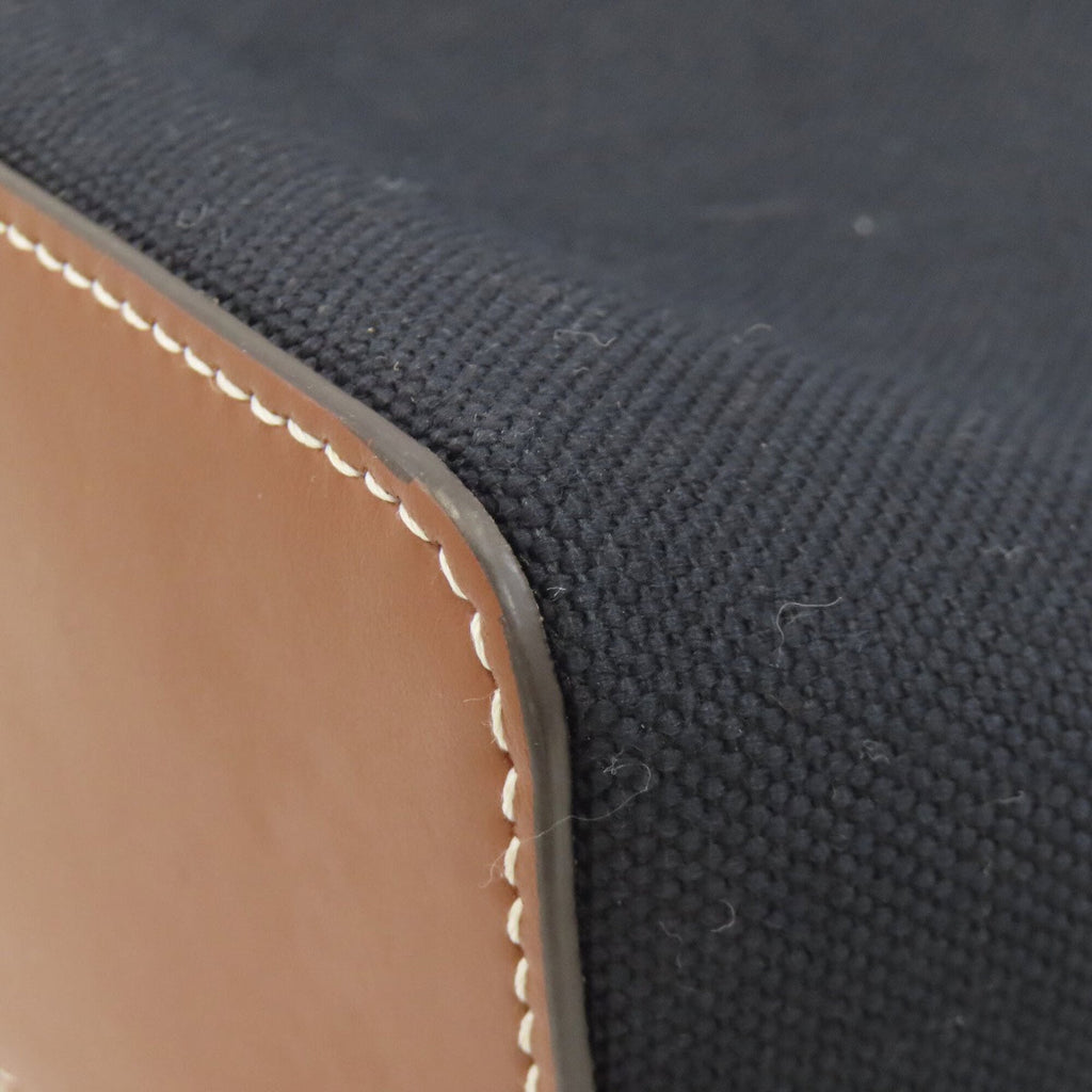 Burberry Black Brown Canvas Leather Shoulder Bag