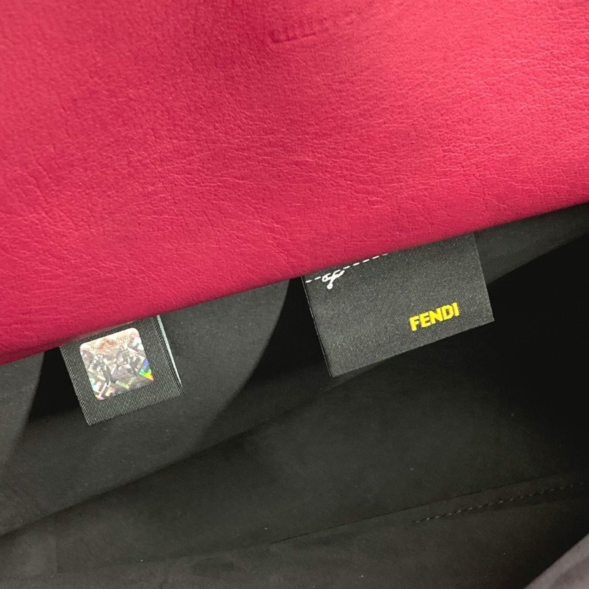 Fendi Black Purple Leather Shoulder Bag Tote Bag